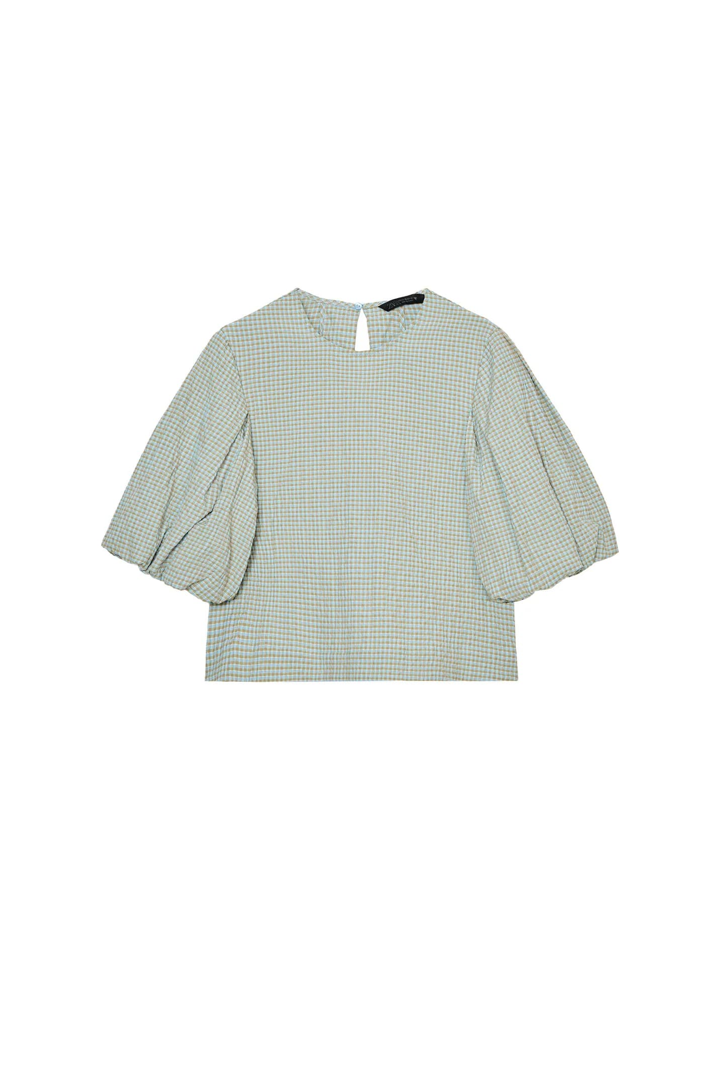 ТОП В Клетку С Пышными РУКАВАМИ - фото 3