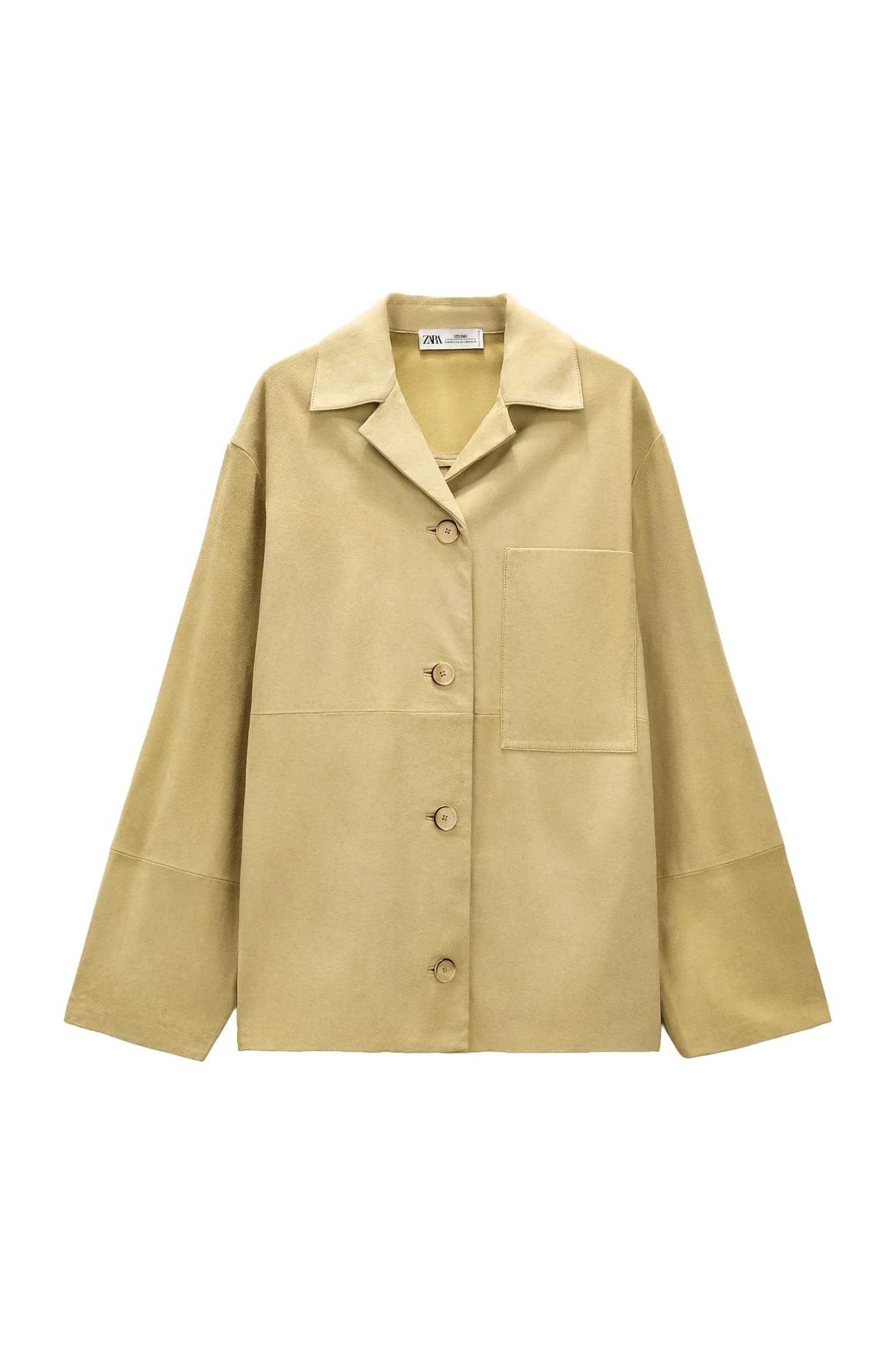 РУБАШКА ИЗ ЗАМШИ С КАРМАНАМИ, ОГРАНИЧЕННАЯ ВЫПУСКА - фото 3