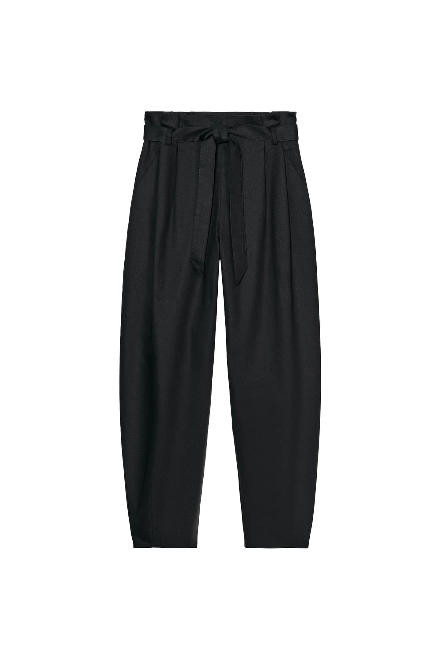 БРЮКИ БУМАЖНОГО ПАКЕТА С ПОЯСОМ - фото 3