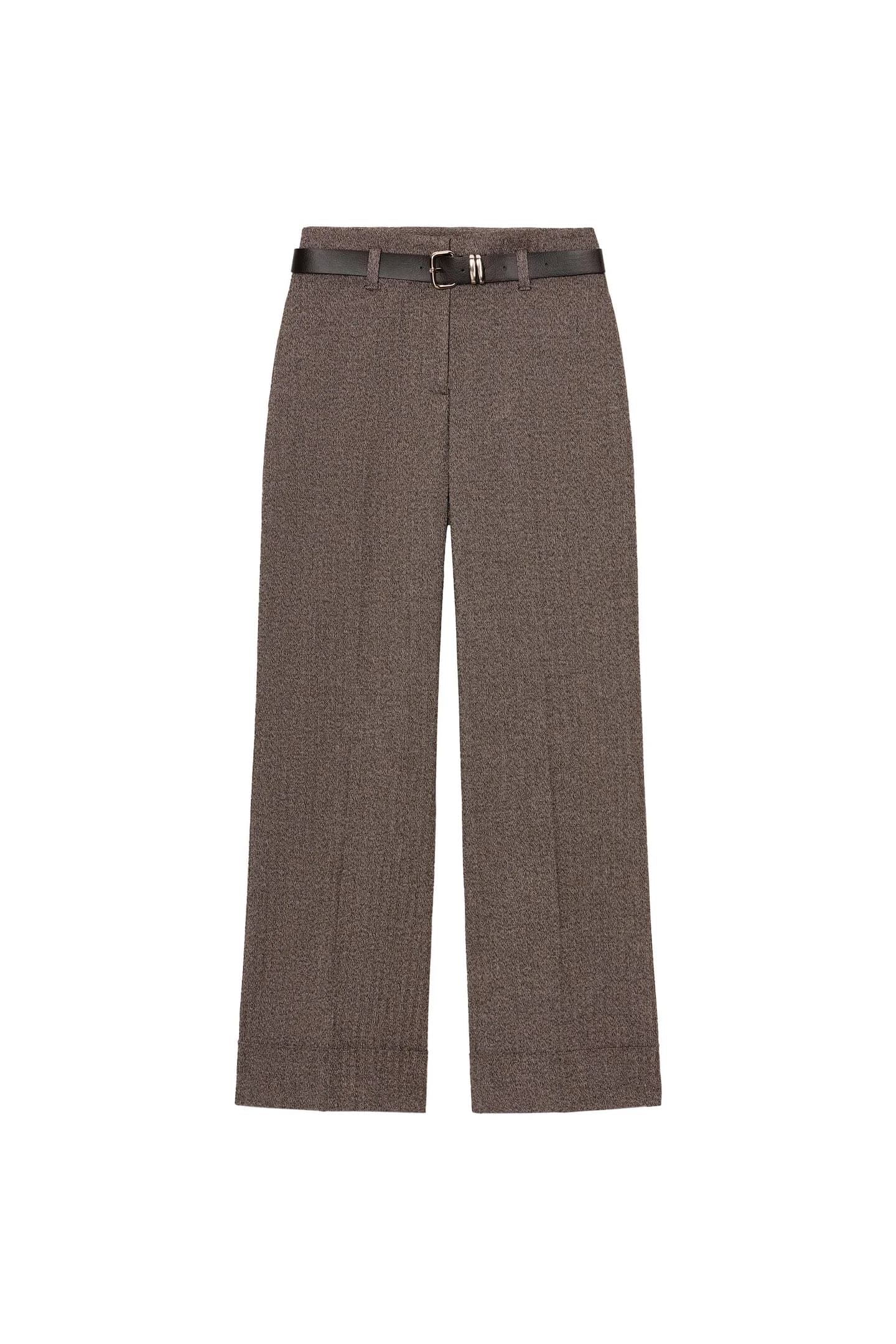 БРЮКИ В ЕЛОЧКУ С ПОЯСОМ - фото 3