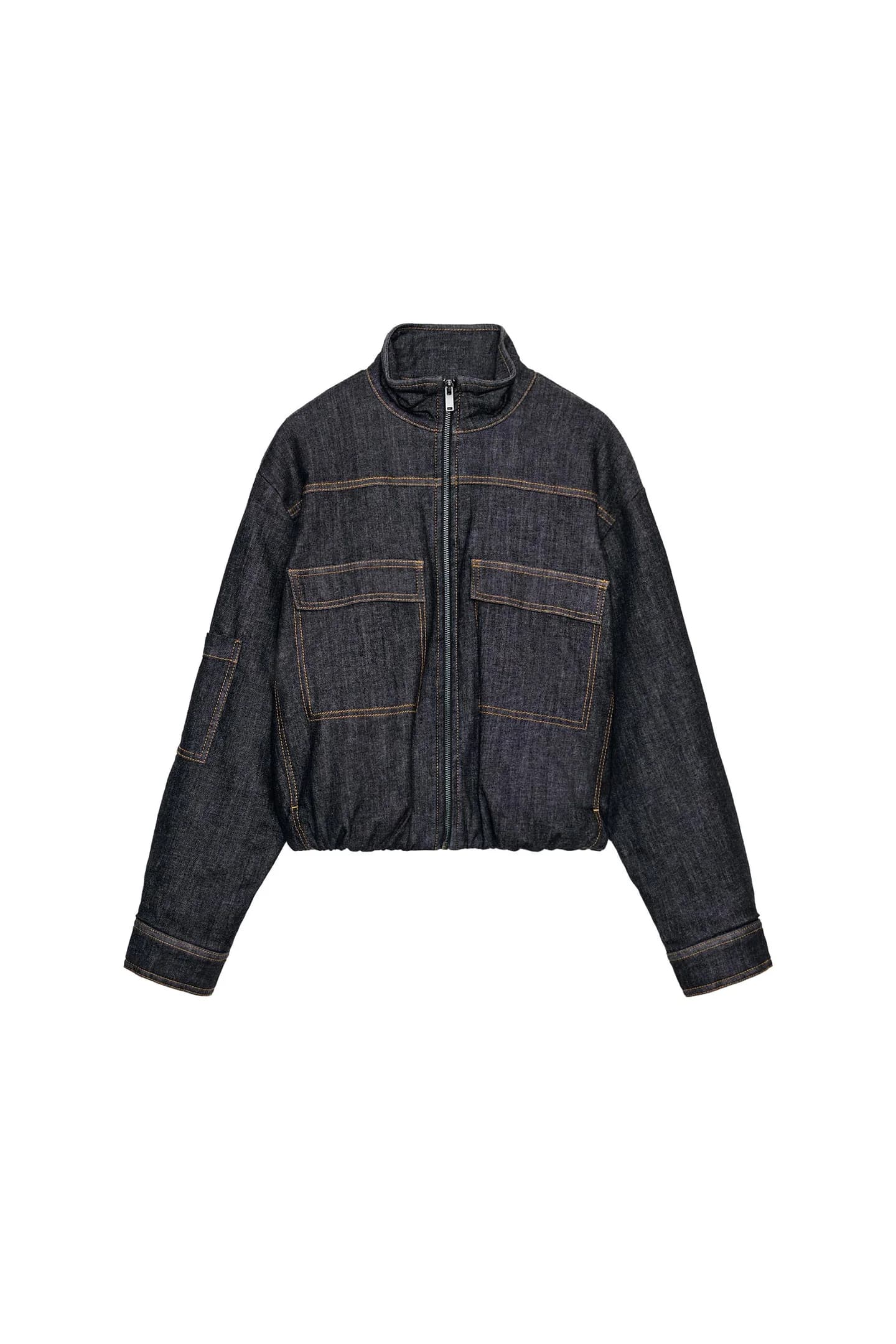 СТЕГАНАЯ КУРТКА-БОМБЕР С ВОРОТНИКОМ-СТОЙКОЙ - фото 3