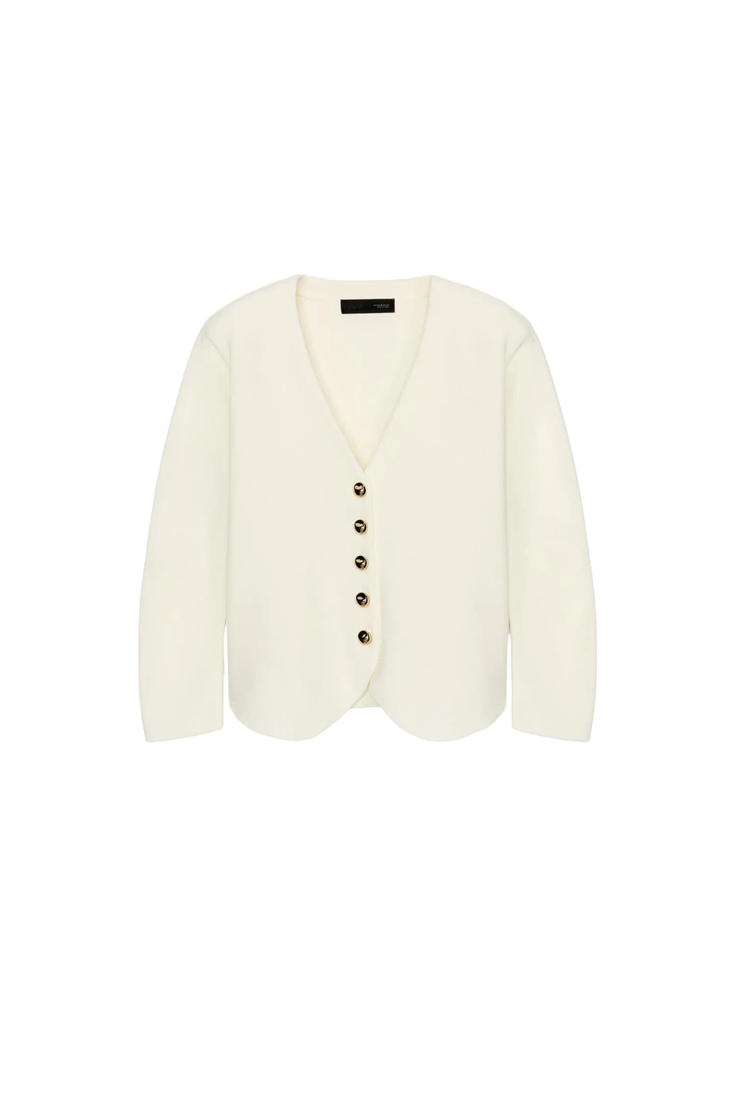 УЗКИЙ ТРИКОТАЖНЫЙ ПИДЖАК С ПОДКЛАДКАМИ НА ПЛЕЧАХ - фото 3