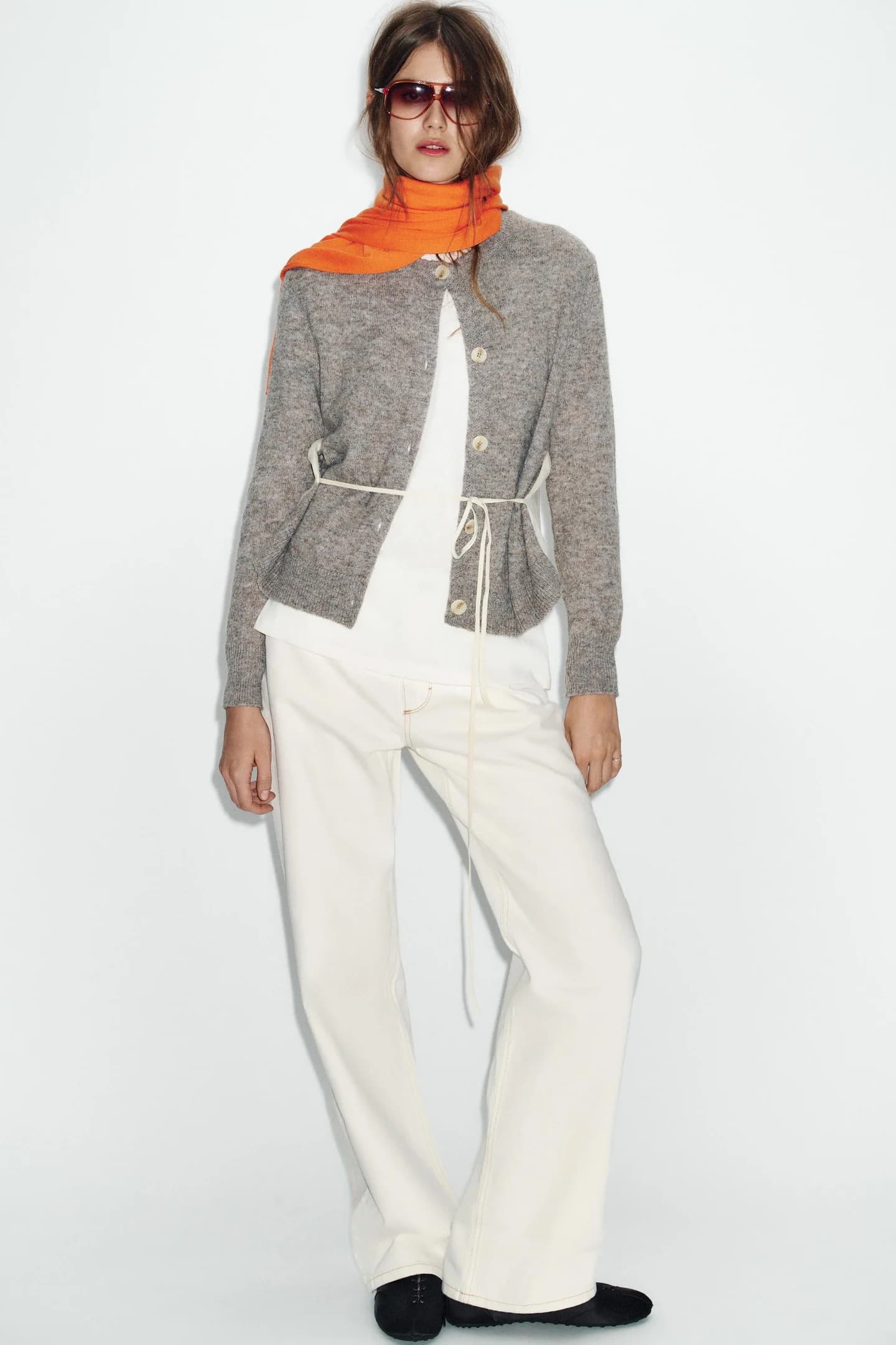 ТРИКОТАЖНЫЙ КАРДИГАН СО ВСТАВКАМИ И ПОЯСОМ