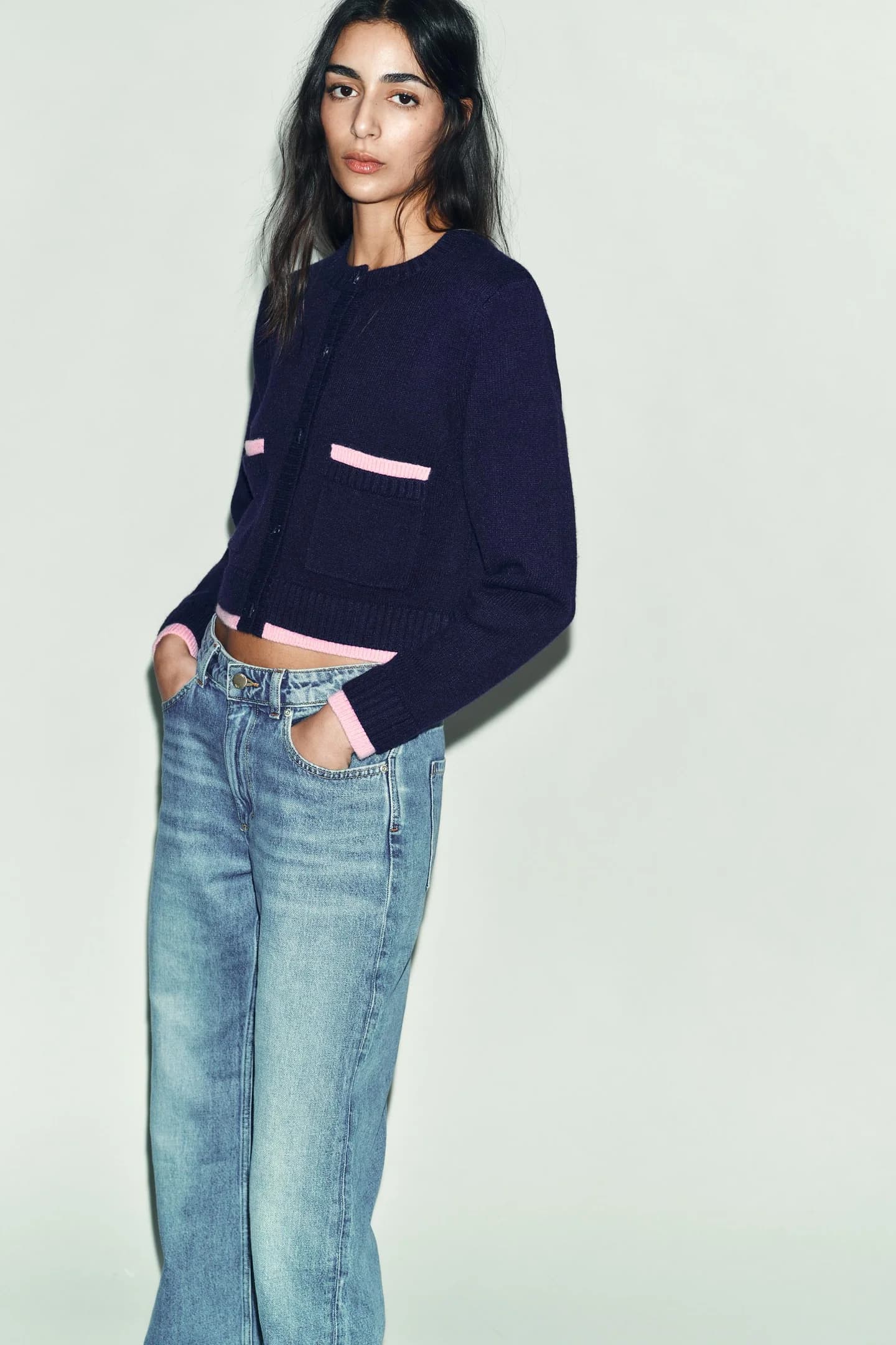 КАРДИГАН ИЗ КОМБИНИРОВАННОЙ ТКАНИ