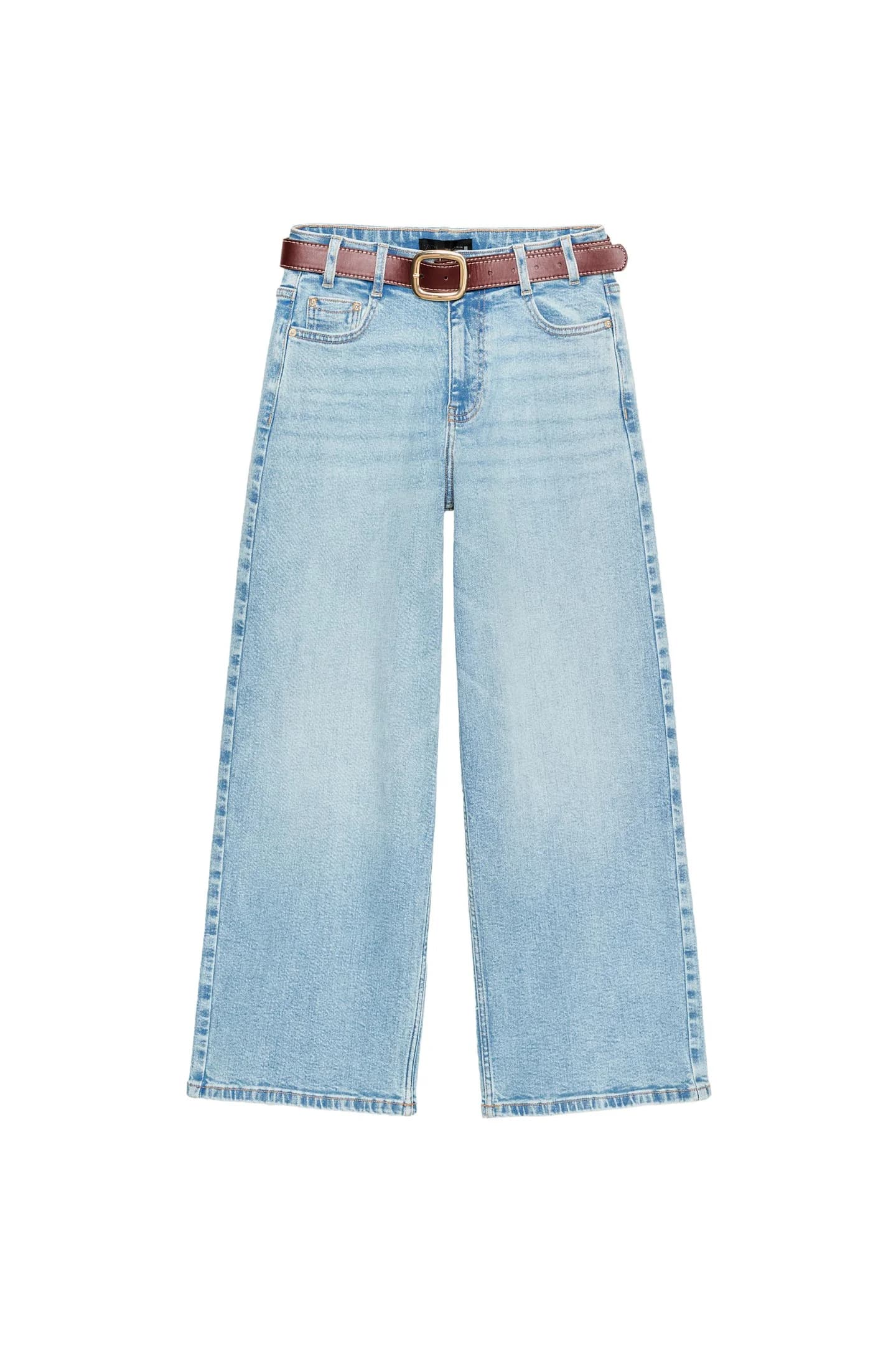 ДЖИНСОВЫЕ БРЮКИ Z.10 С ВЫСОКОЙ ПОСАДКОЙ, ШИРОКИЕ И КОРОТКИЕ НОГИ И ПОЯС