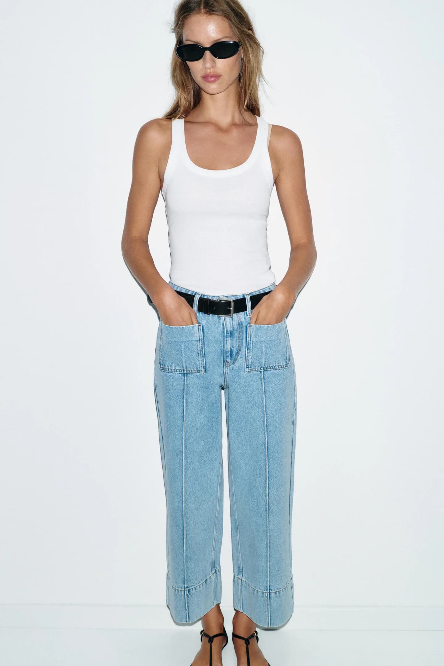 ДЖИНСЫ Z1975 С ШИРОКИМИ И КОРОТКИМИ НОГИАМИ, ВЫСОКОЙ ТАЛИЯ - фото 2