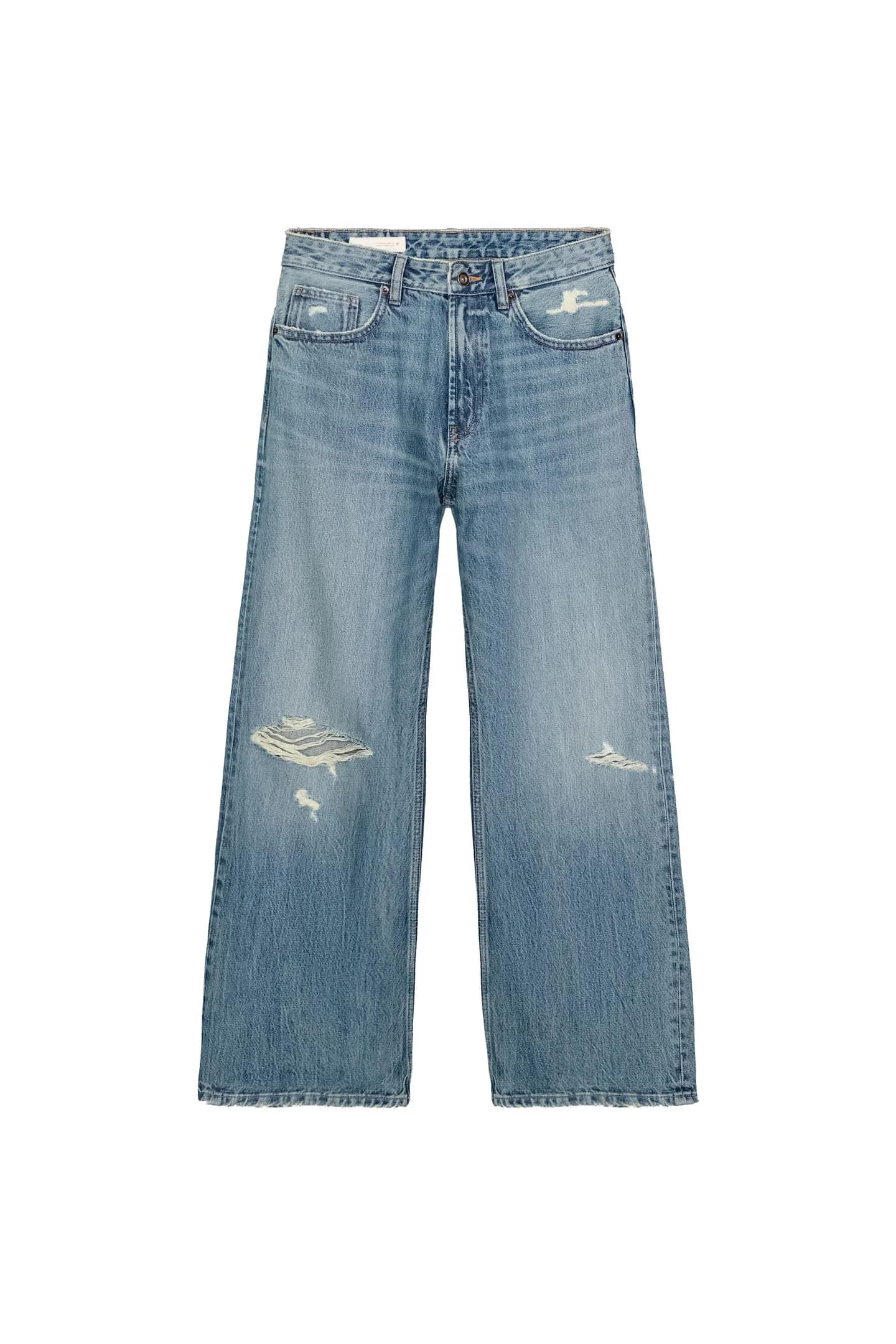 ДЖИНСЫ БОЙФРЕНД TRF С РАЗРЕЗАМИ И СРЕДНЕЙ ПОЯСНОЙ ПОЯСОЙ