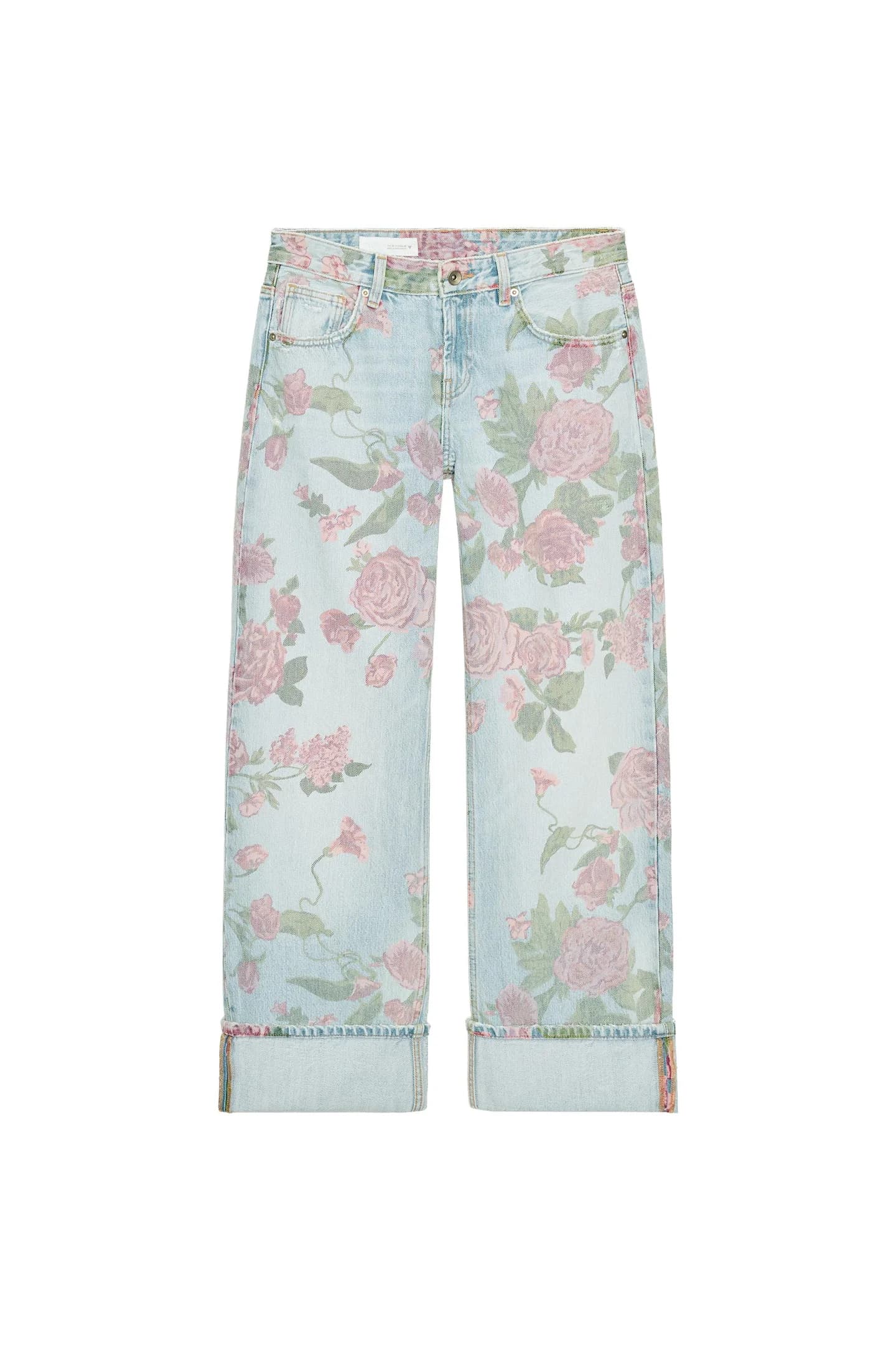 ДЖИНСЫ С ЗАНИЖЕННОЙ ПОСАДКОЙ TRF С ПРИНТОМ