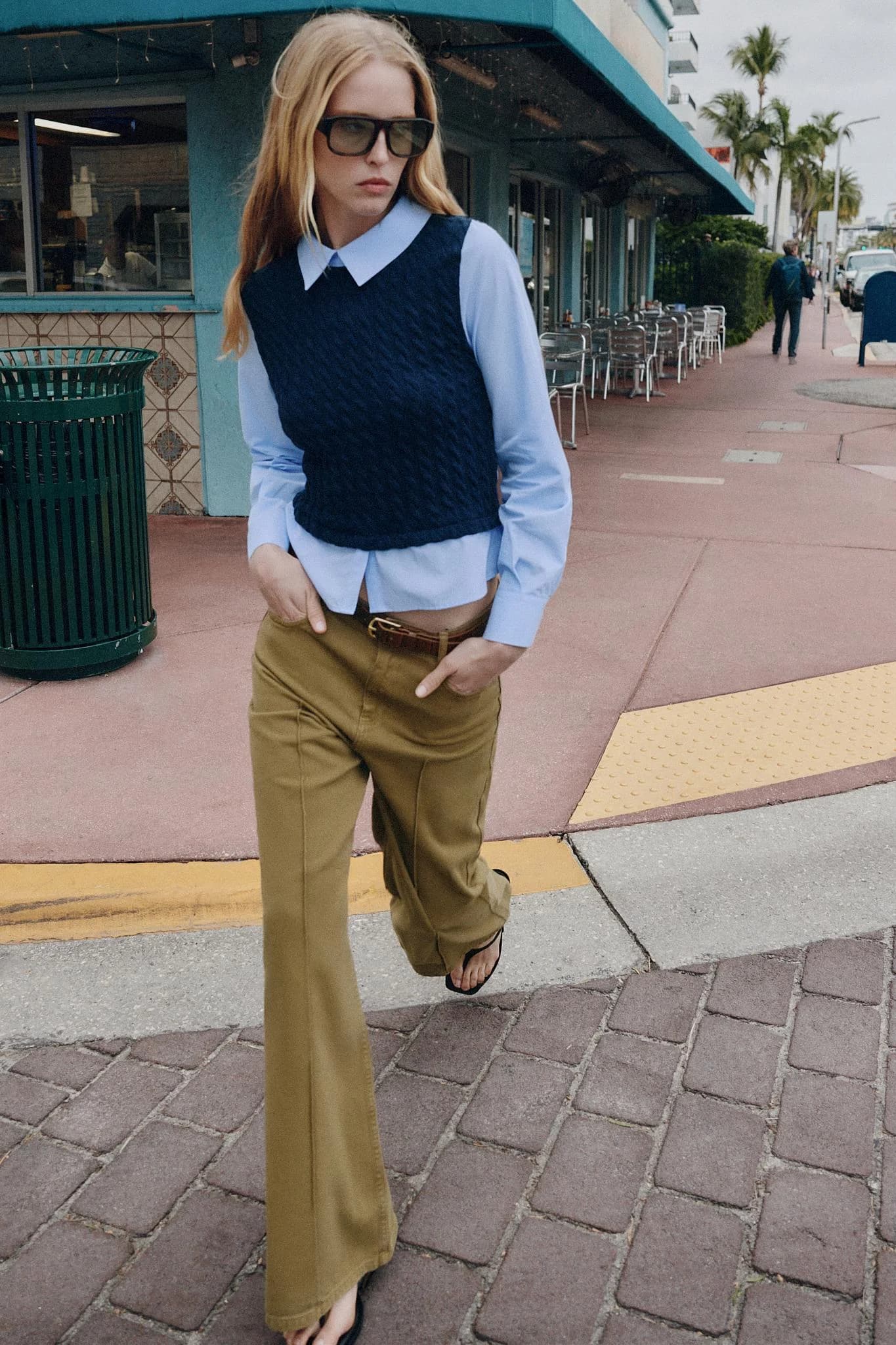 ШИРОКИЕ ДЖИНСЫ С ПОЯСОМ ИЗ КОЛЛЕКЦИИ Z1975 - фото 3