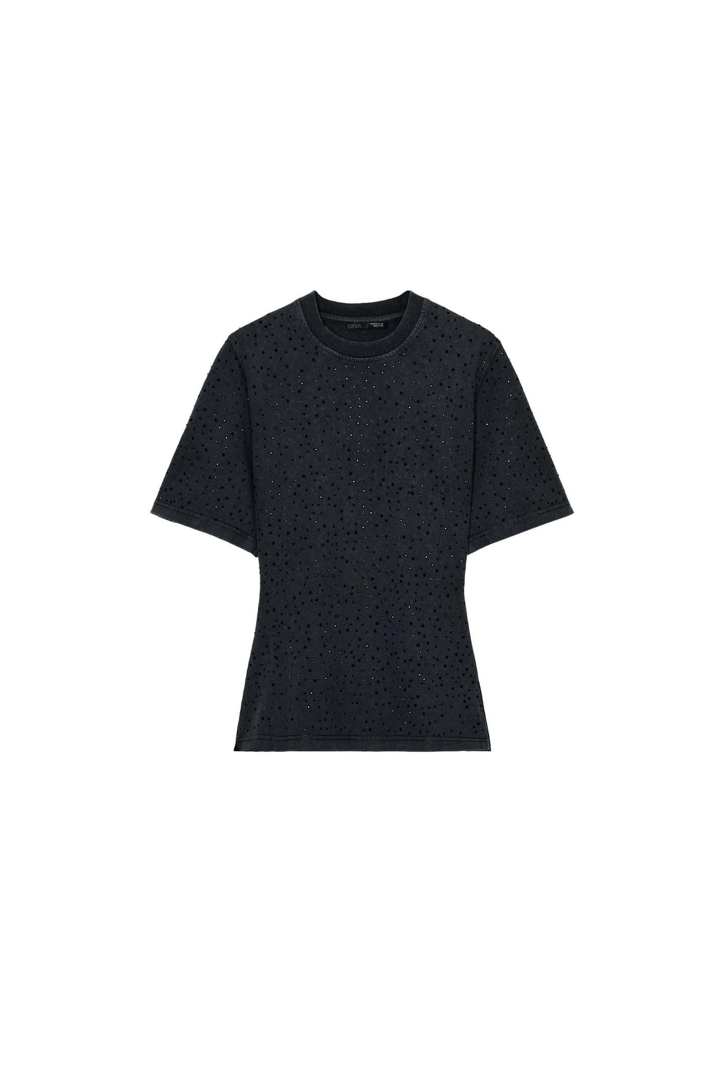 ФУТБОЛКА С КОРОТКИМИ РУКАВАМИ И БЛЕСКНЫМИ УКРАШЕНИЯМИ - фото 3