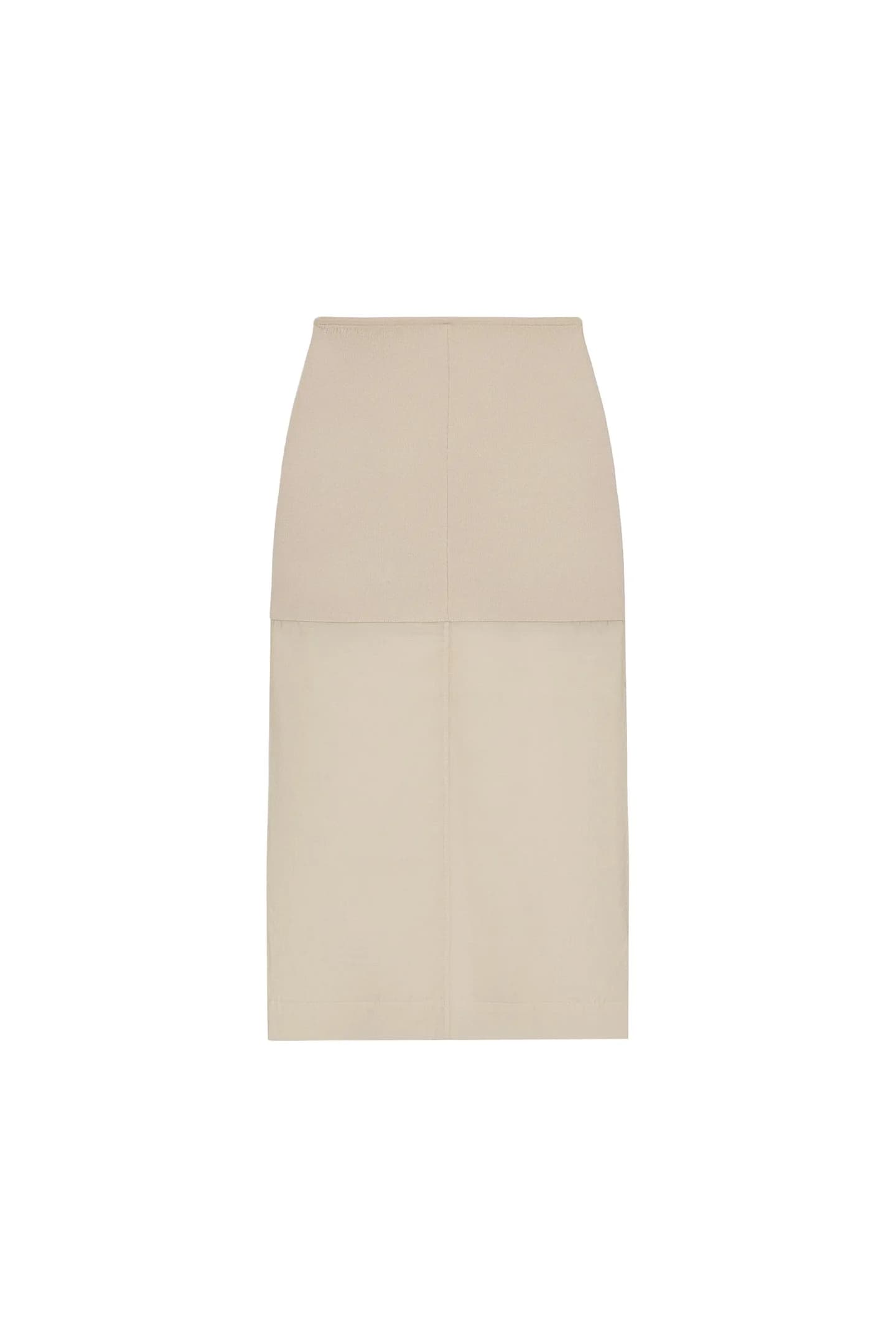 ТРИКОТАЖНАЯ ЮБКА ПРЯМОГО КРАСКА ИЗ КОМБИНИРОВАННЫХ МАТЕРИАЛОВ - фото 3