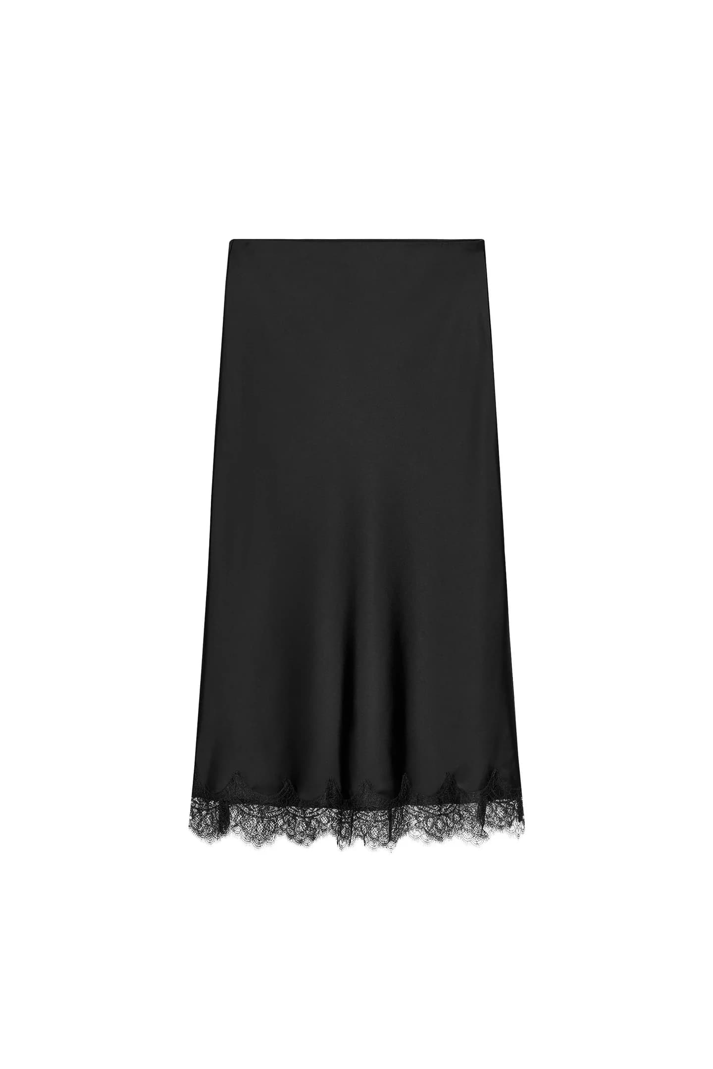 АТЛАСНАЯ ЮБКА МИДИ С КРУЖЕВОМ - фото 3