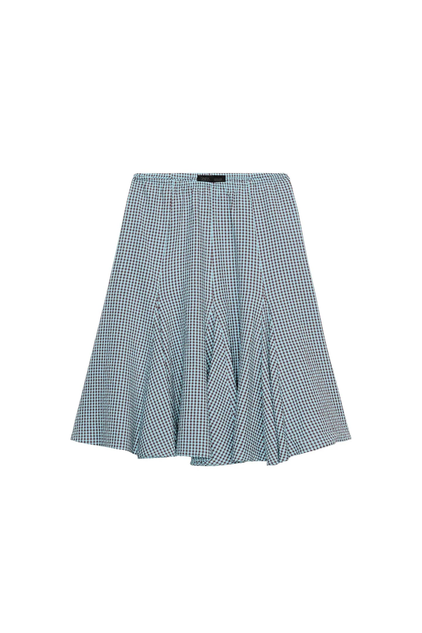 ЮБКА СРЕДНЕЙ ДЛИНЫ В КЛЕТКУ VICHY С ЦВЕТОЧНЫМИ ВСТАВКАМИ - фото 3