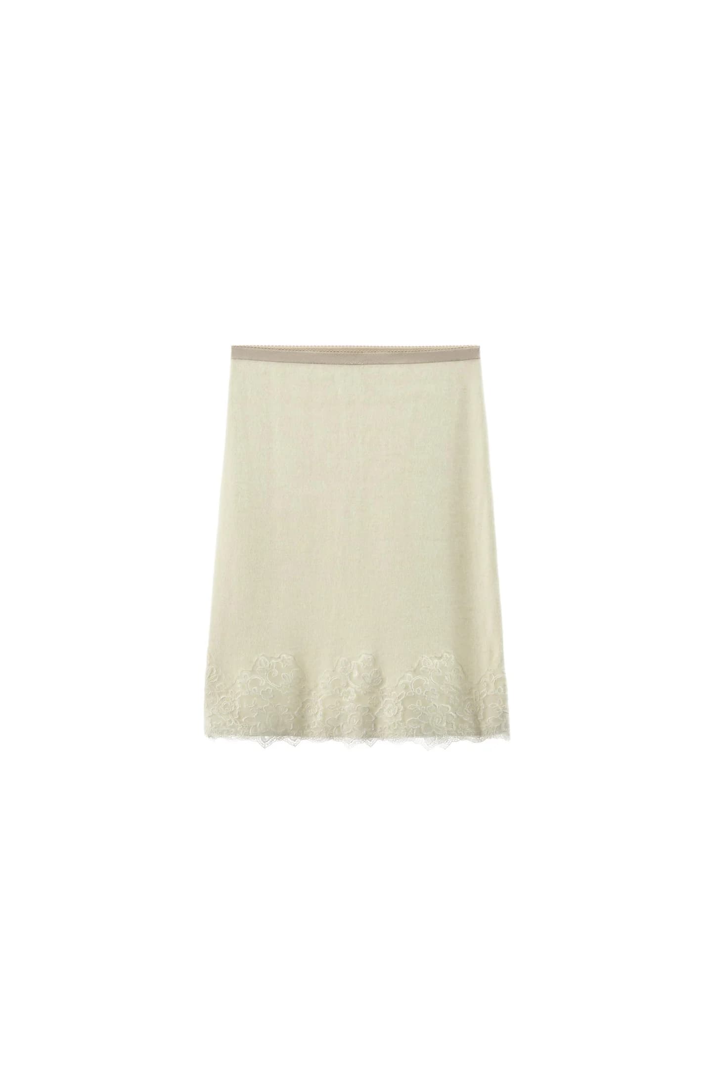 ТРИКОТАЖНАЯ ЮБКА МИДИ С КРУЖЕВОМ И ВЫШИВКОЙ - фото 3