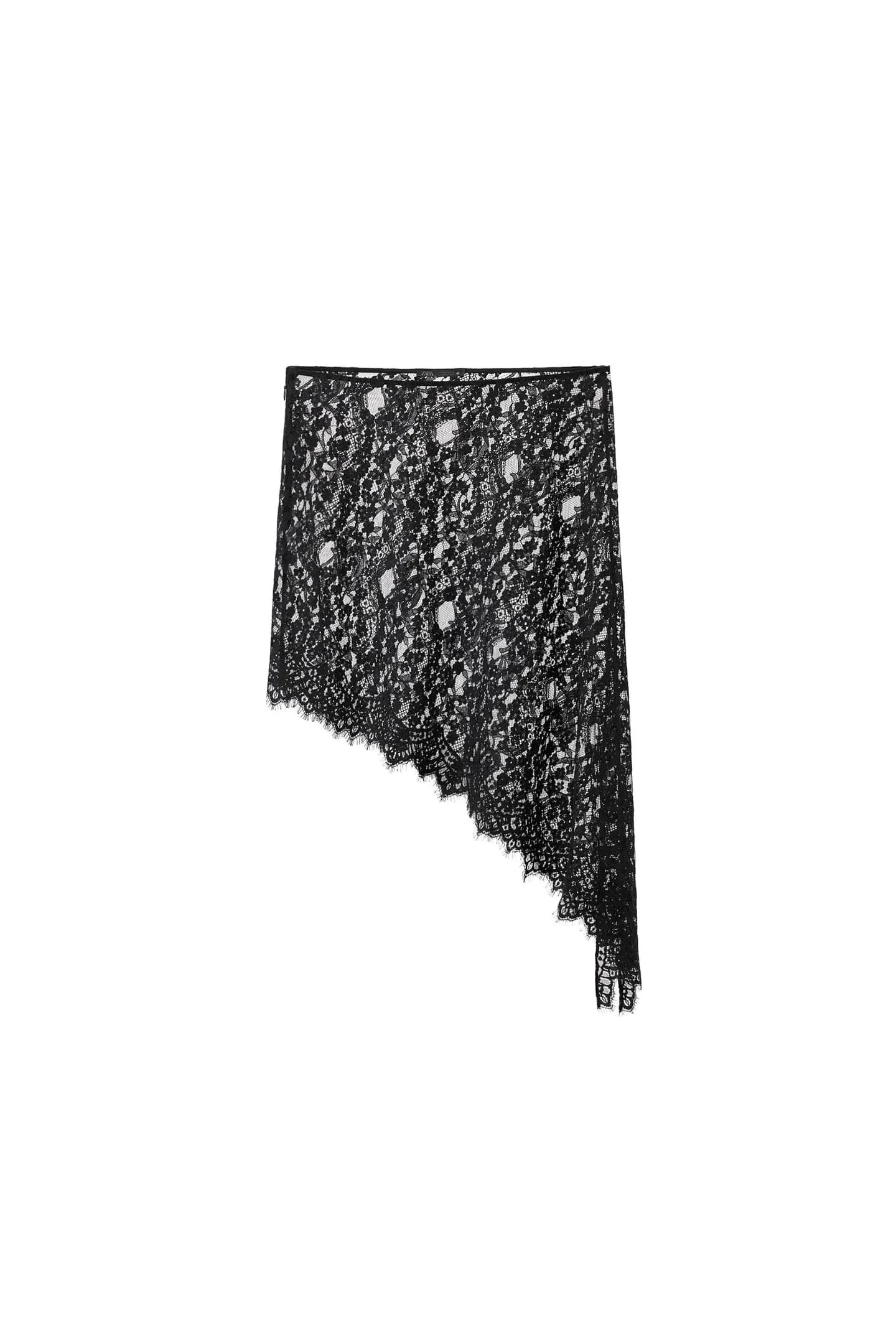 АСИММЕТРИЧНАЯ КРУЖЕВНАЯ ЮБКА МИДИ - фото 3