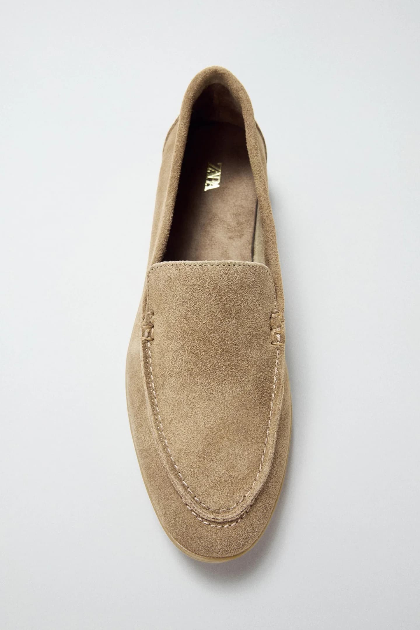 МОКАСИНЫ ИЗ СПИЛКА КОЖИ НА ПЛОСКОЙ ПОДОШВЕ