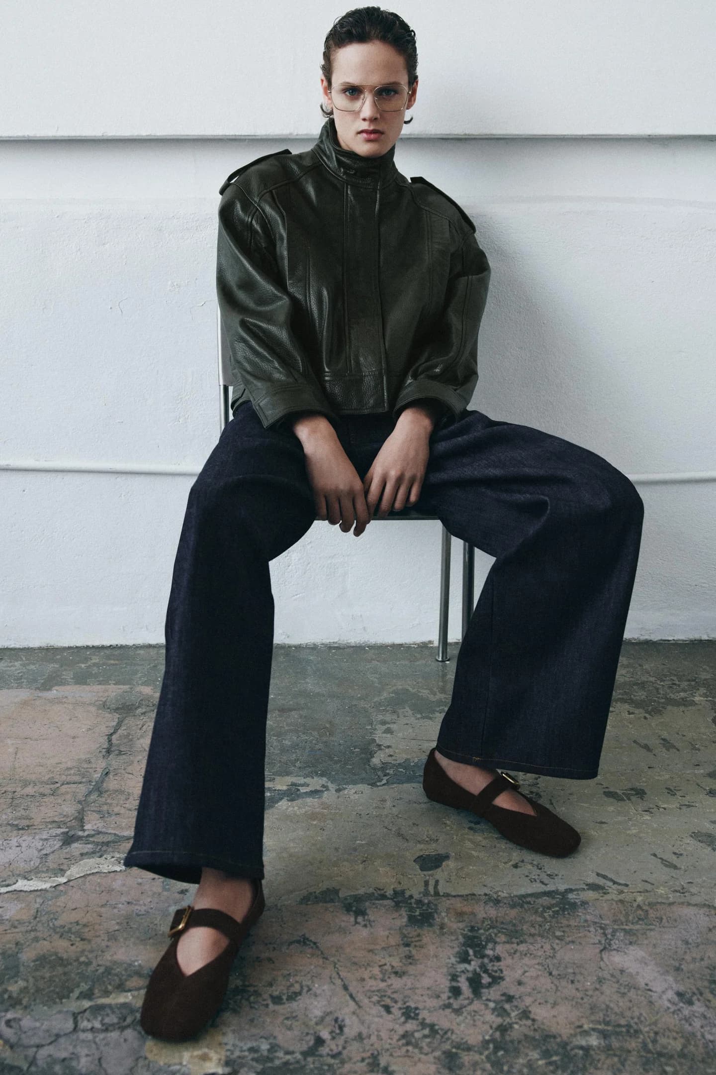 ЗАМШЕВЫЕ БАЛЕТКИ С ПРЯЖКОЙ - фото 3