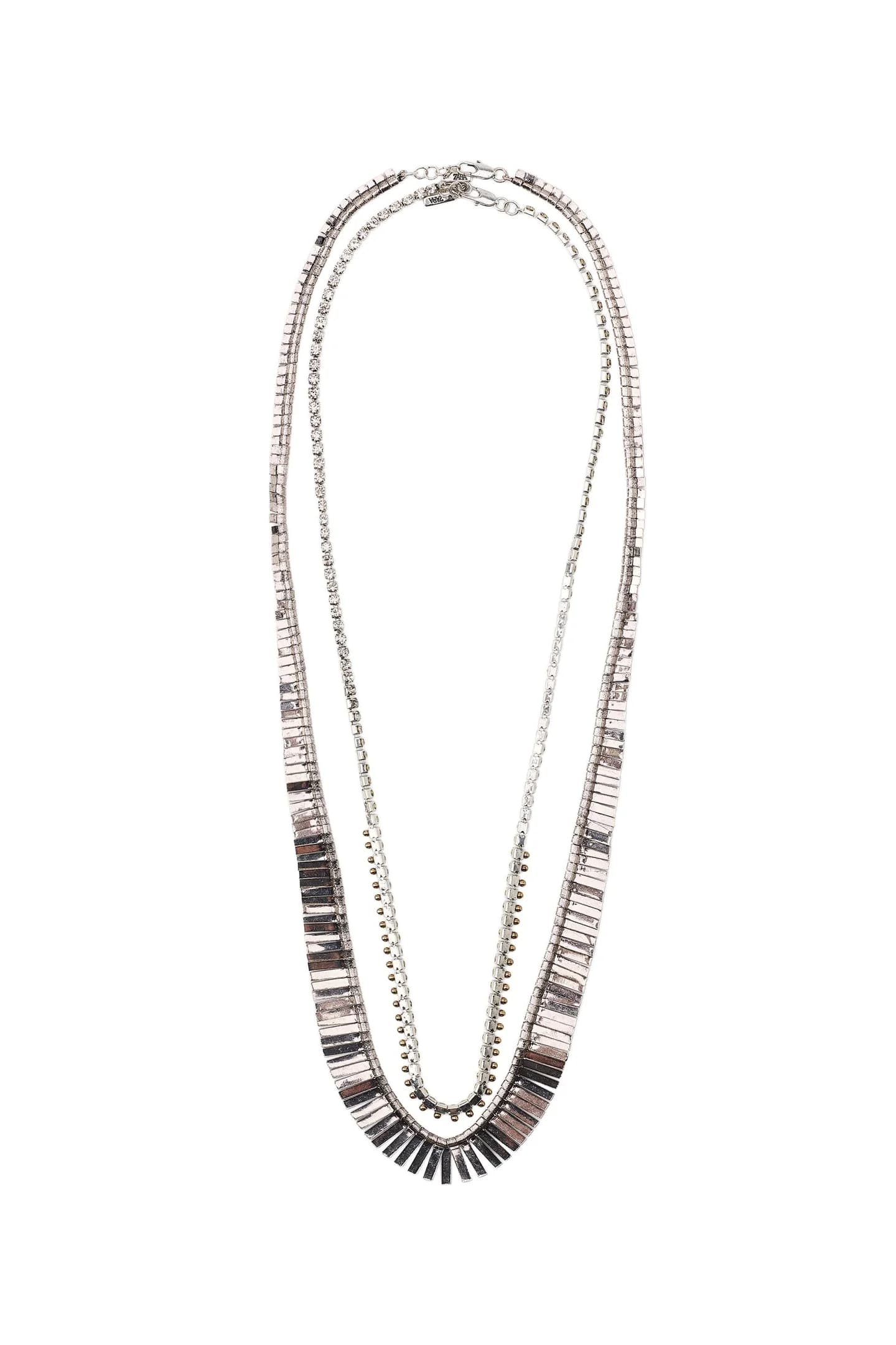 НАБОР ИЗ 2 МЕТАЛЛИЧЕСКИХ ОЖЕРЕЛЬЕ С ДЕКОРАТИВНЫМИ ПЛАСТИНАМИ И ЮВЕЛИРНЫМ ОТДЕЛЕНИЕМ - фото 5