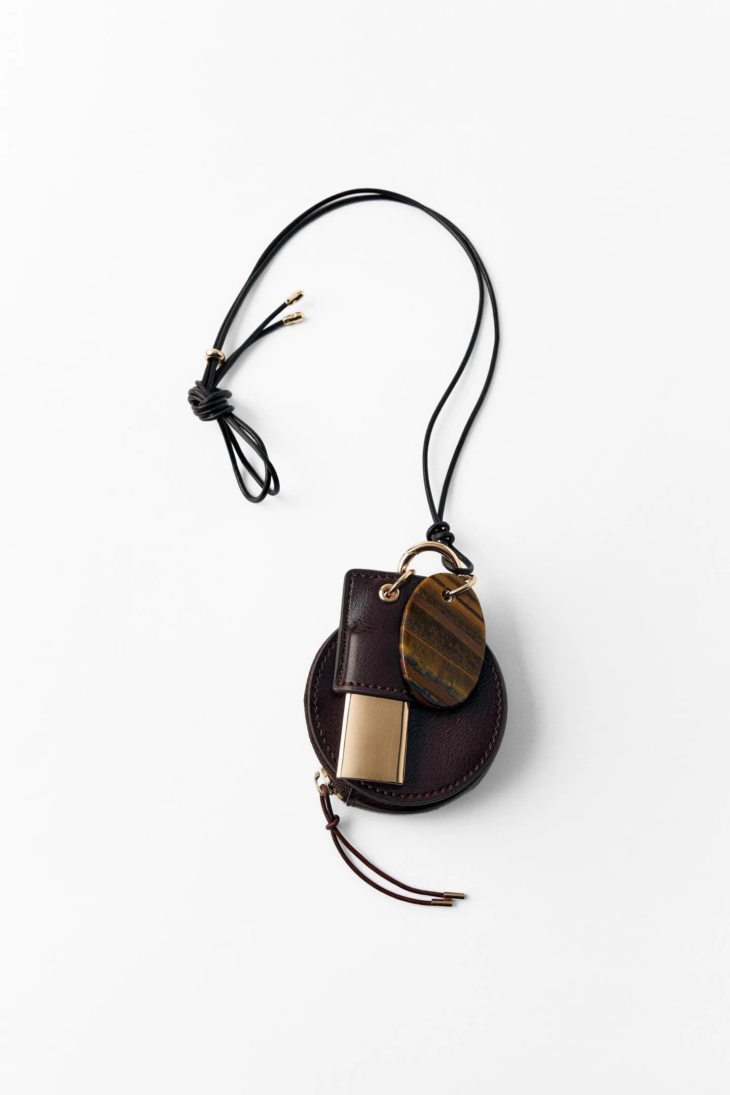 ОЖЕРЕЛЬЕ С КАМНЕМ, БИЗНЕС-ЧЕЛЛЕМ И КОЖЕЙ 100%