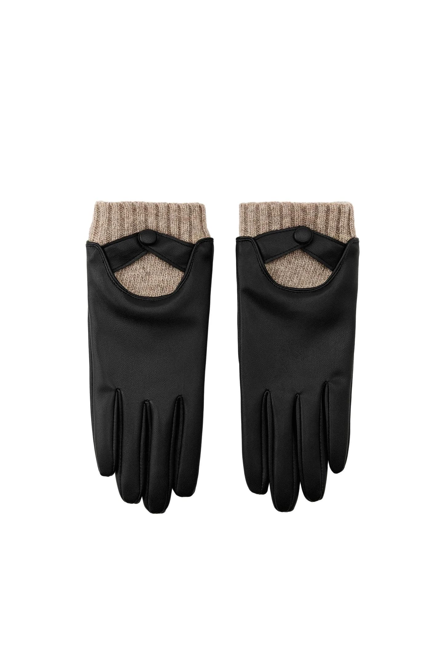 ПЕРЧАТКИ ИЗ ИСКУССТВЕННОЙ КОЖИ С ШЕРСТЬЮ - фото 3