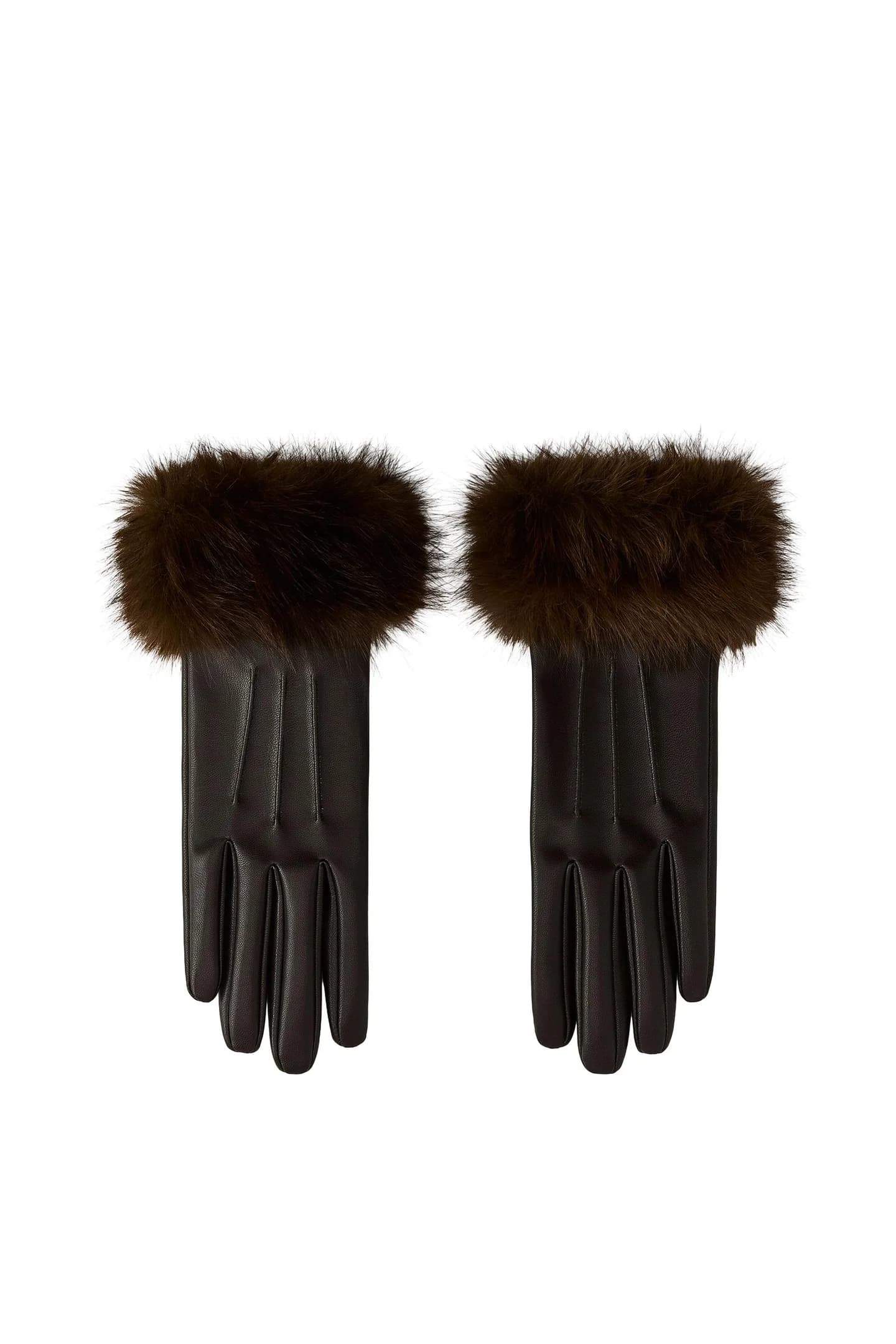 ПЕРЧАТКИ ИЗ ИСКУССТВЕННОЙ КОЖИ С ЭЛЕМЕНТАМИ ИСКУССТВЕННОГО МЕХА - фото 5