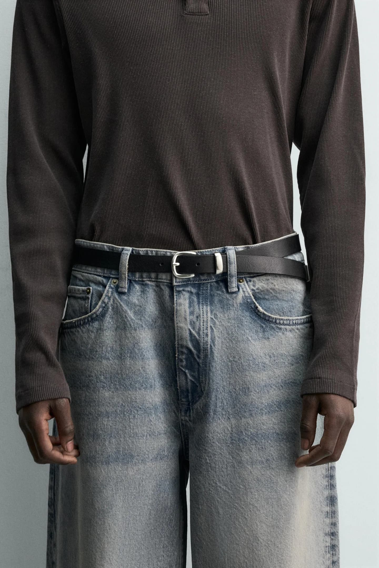 КОЖАНЫЙ РЕМЕНЬ С МЕТАЛЛИЧЕСКИМ КОНЦОМ - фото 2