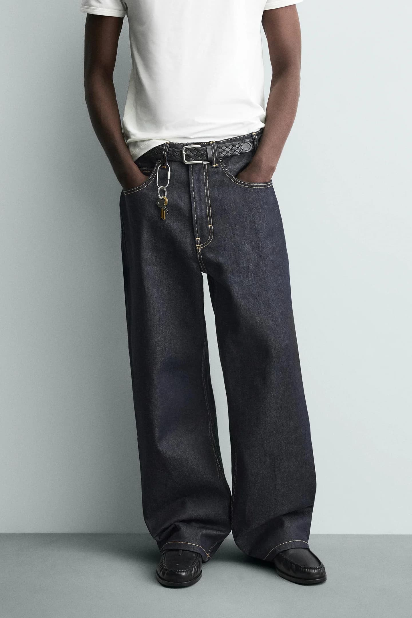 ДЖИНСЫ МЕШОЧНОГО КРОЯ С ОТСТРОЧКАМИ - фото 2