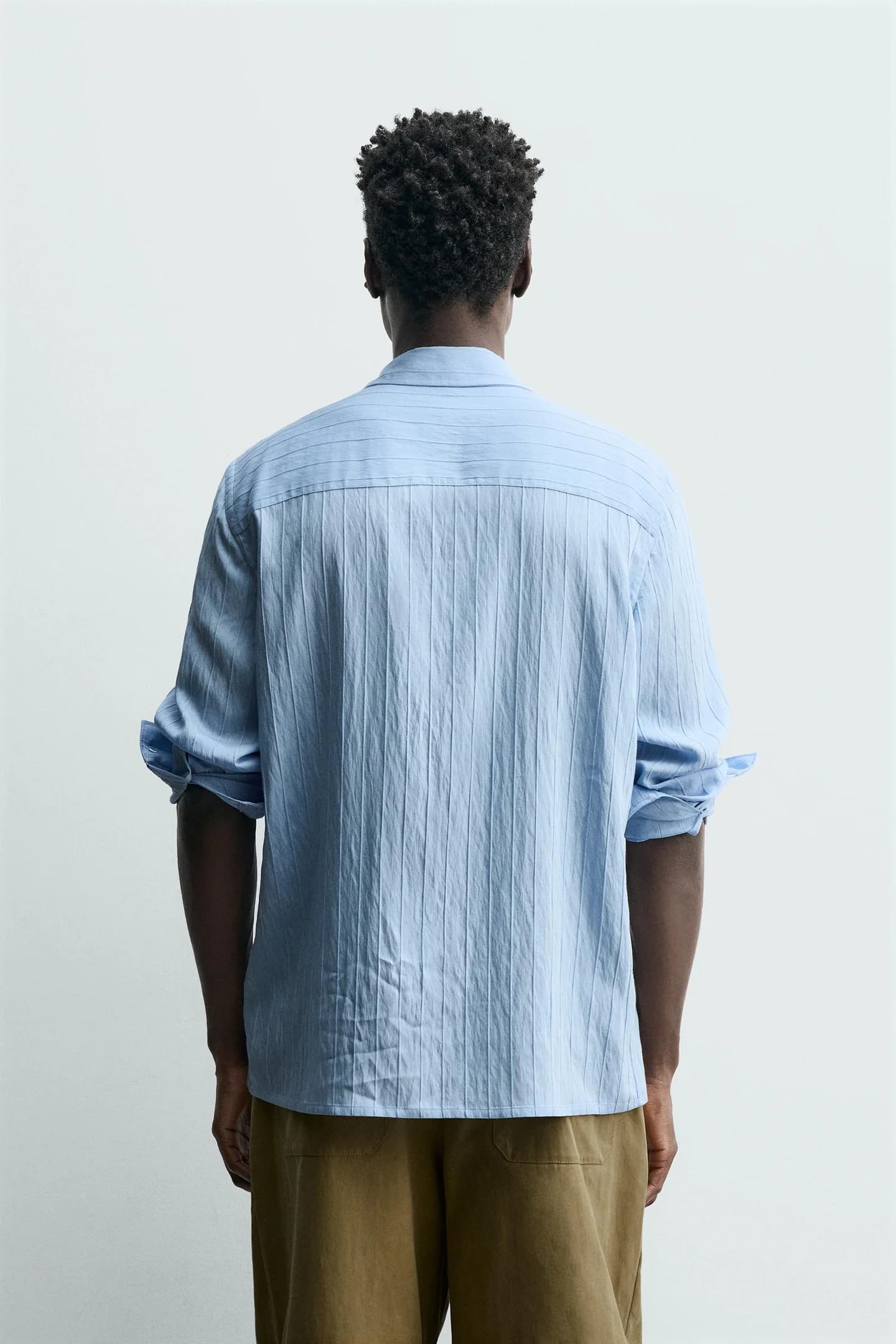 РУБАШКА ИЗ ЖАККАРДА В ПОЛОСКУ - фото 2