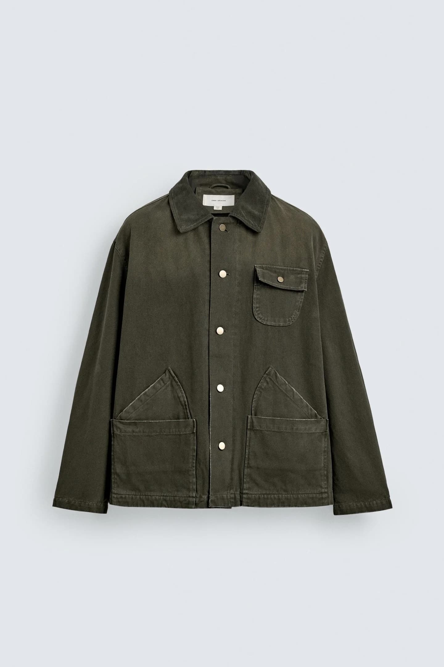 КУРТКА С ЭФФЕКТОМ СТИРКИ И СОЕДИНЕННЫМ ВОРОТНИКОМ