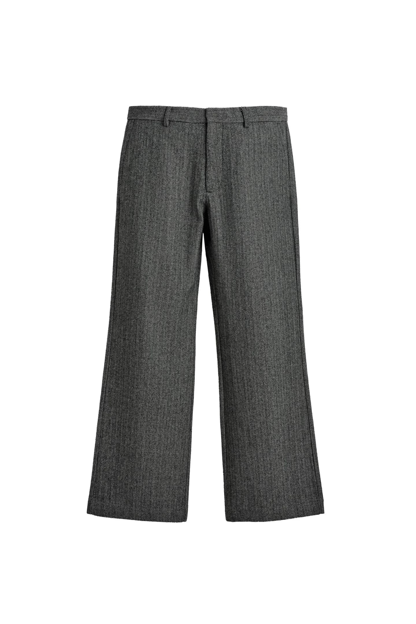 КОСТЮМНЫЕ БРЮКИ С УЗОРОМ В ЕЛОЧКУ И ПУЧКОМ ШЕРСТИ - фото 3