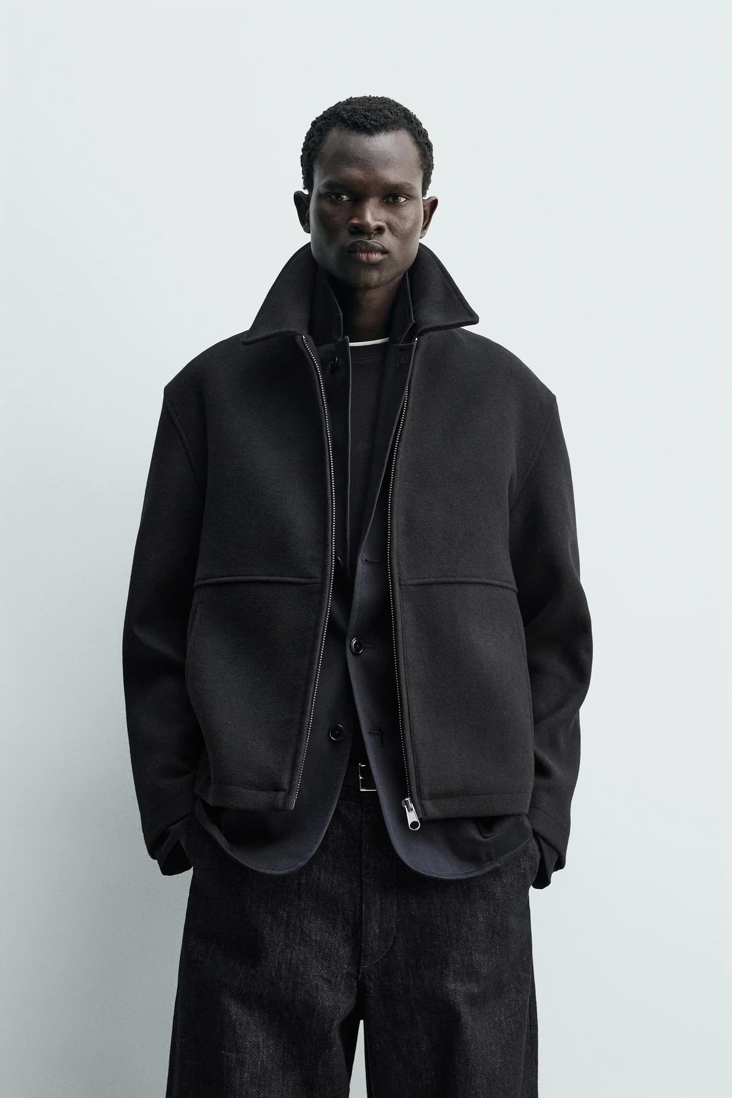 КУРТКА С УЗОРОМ В ЕЛОЧКУ НА МОЛНИИ