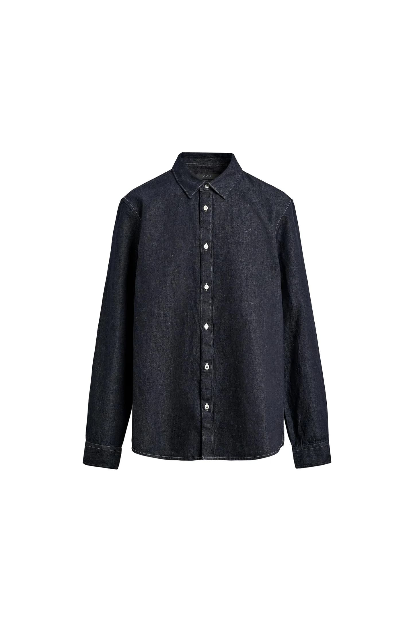 ДЖИНСОВАЯ РУБАШКА ИЗ ЛЬНА И ХЛОПКОВОЙ ТКАНИ - фото 3