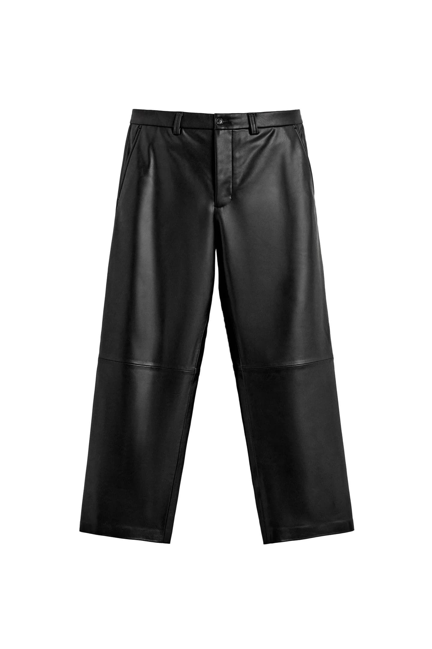 БРЮКИ СВОБОДНОГО КРАЯ ИЗ ИСКУССТВЕННОЙ КОЖИ - фото 3