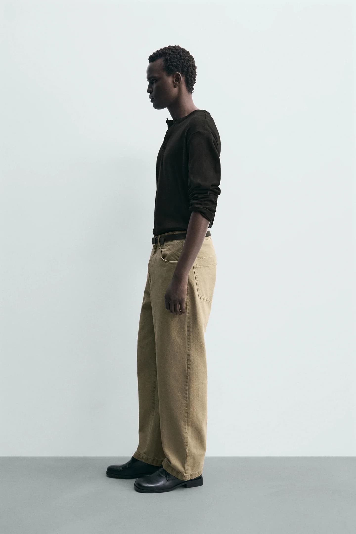 БРЮКИ ПРЯМОГО КРЮКА С ЭФФЕКТОМ СТИРКИ - фото 2