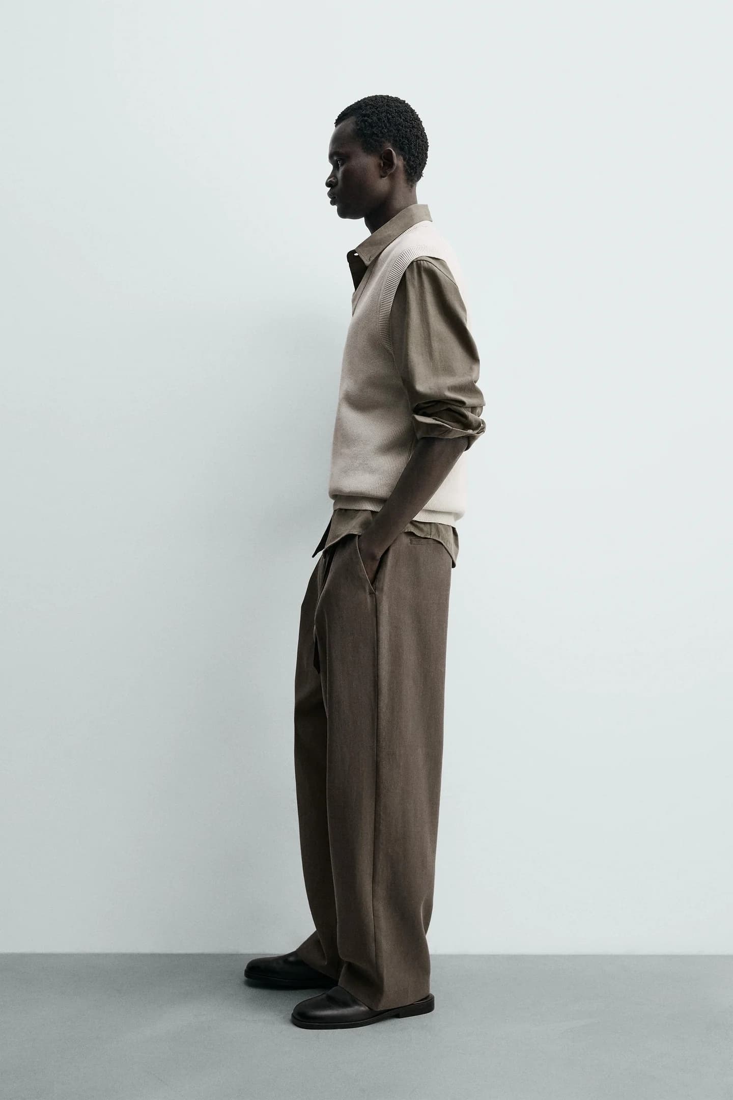 СВОБОДНЫЕ БРЮКИ С ПОЯСОМ - фото 3