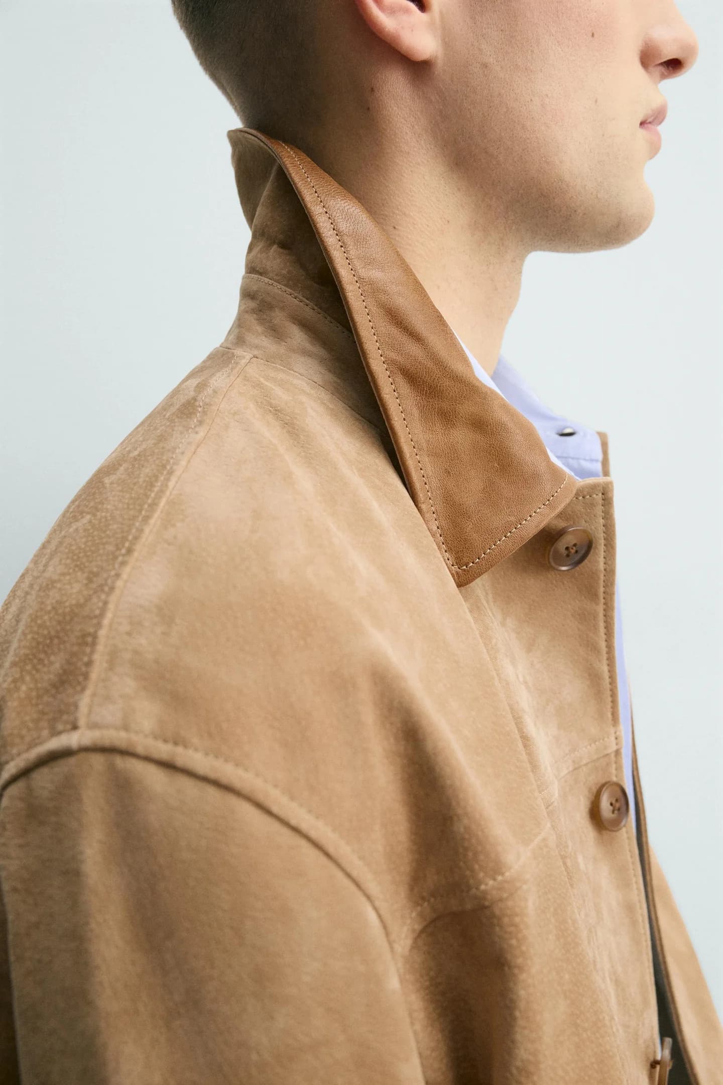 КУРТКА ИЗ ЗАМШИ И КОМБИНИРОВАННОЙ ТКАНИ - фото 2