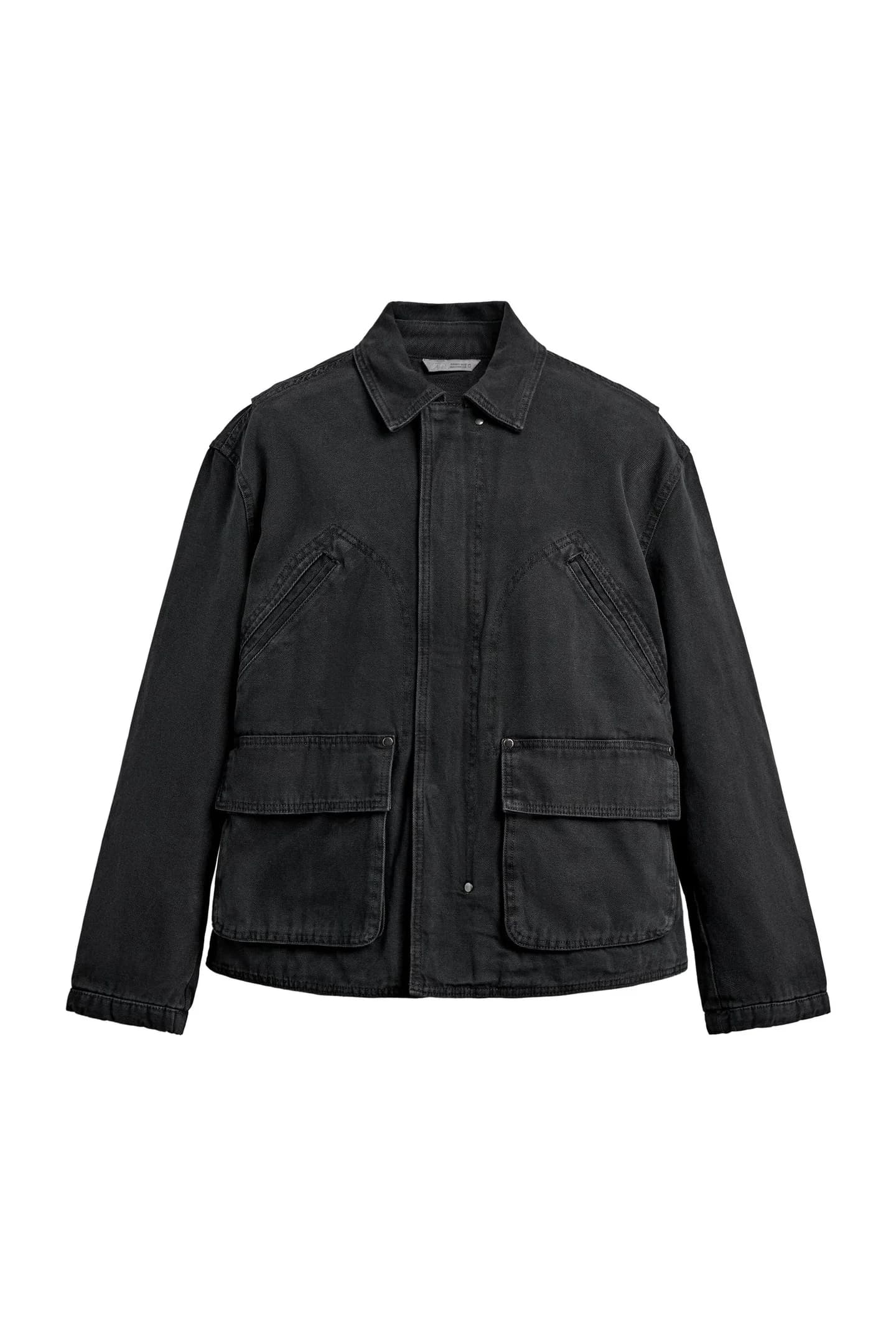 СВОБОДНАЯ КУРТКА С ЭФФЕКТОМ СТИРКИ И КАРМАНАМИ - фото 3