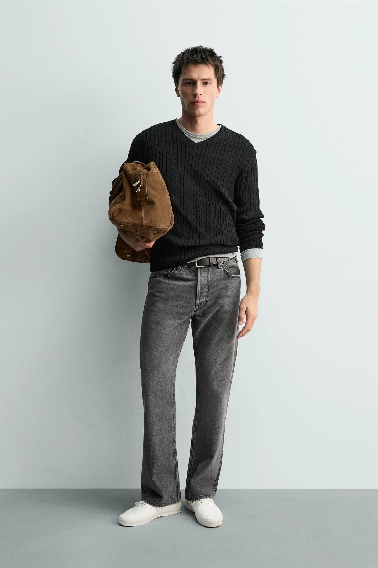 СТРУКТУРНЫЙ ТРИКОТАЖНЫЙ СВИТЕР С КАБИНАМИ - фото 2