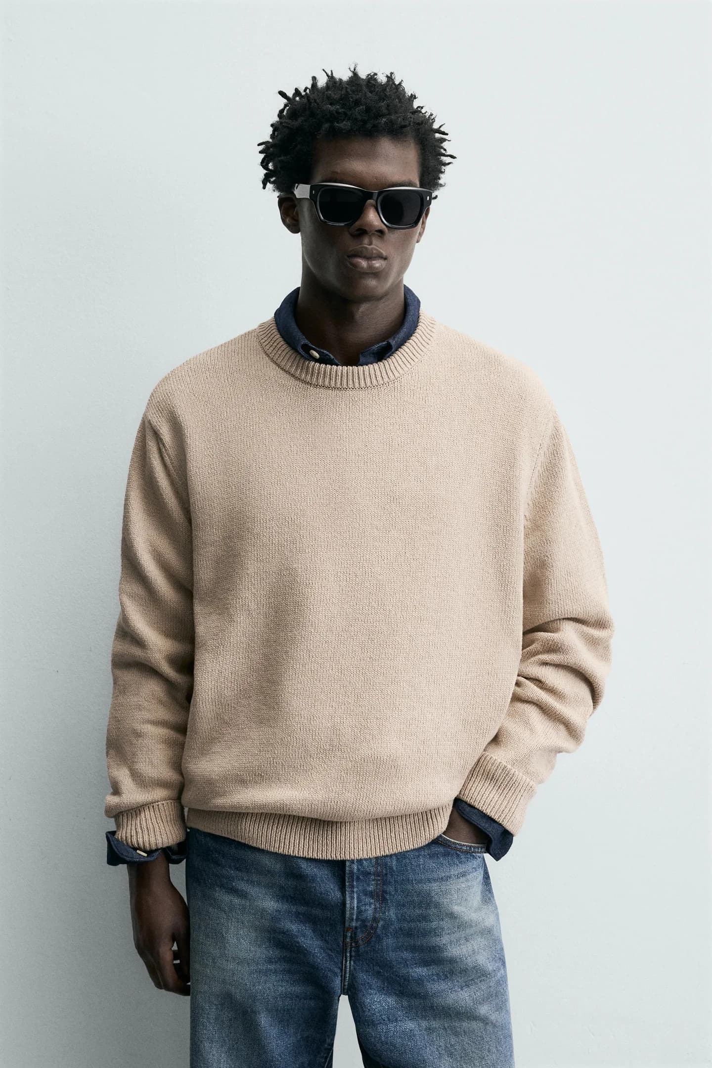 ТРИКОТАЖНЫЙ СВИТЕР ИЗ ХЛОПКА СО СТРУКТУРОЙ