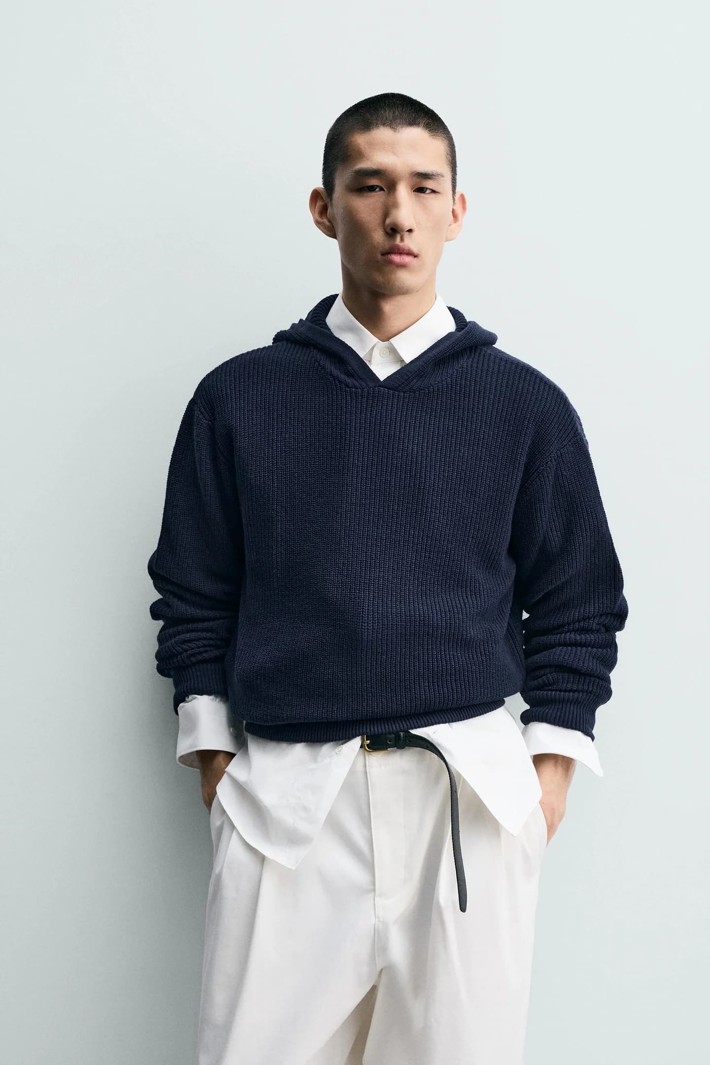 СВИТЕР ИЗ ХЛОПКА И ШЕРСТИ С КАПЮШОНОМ