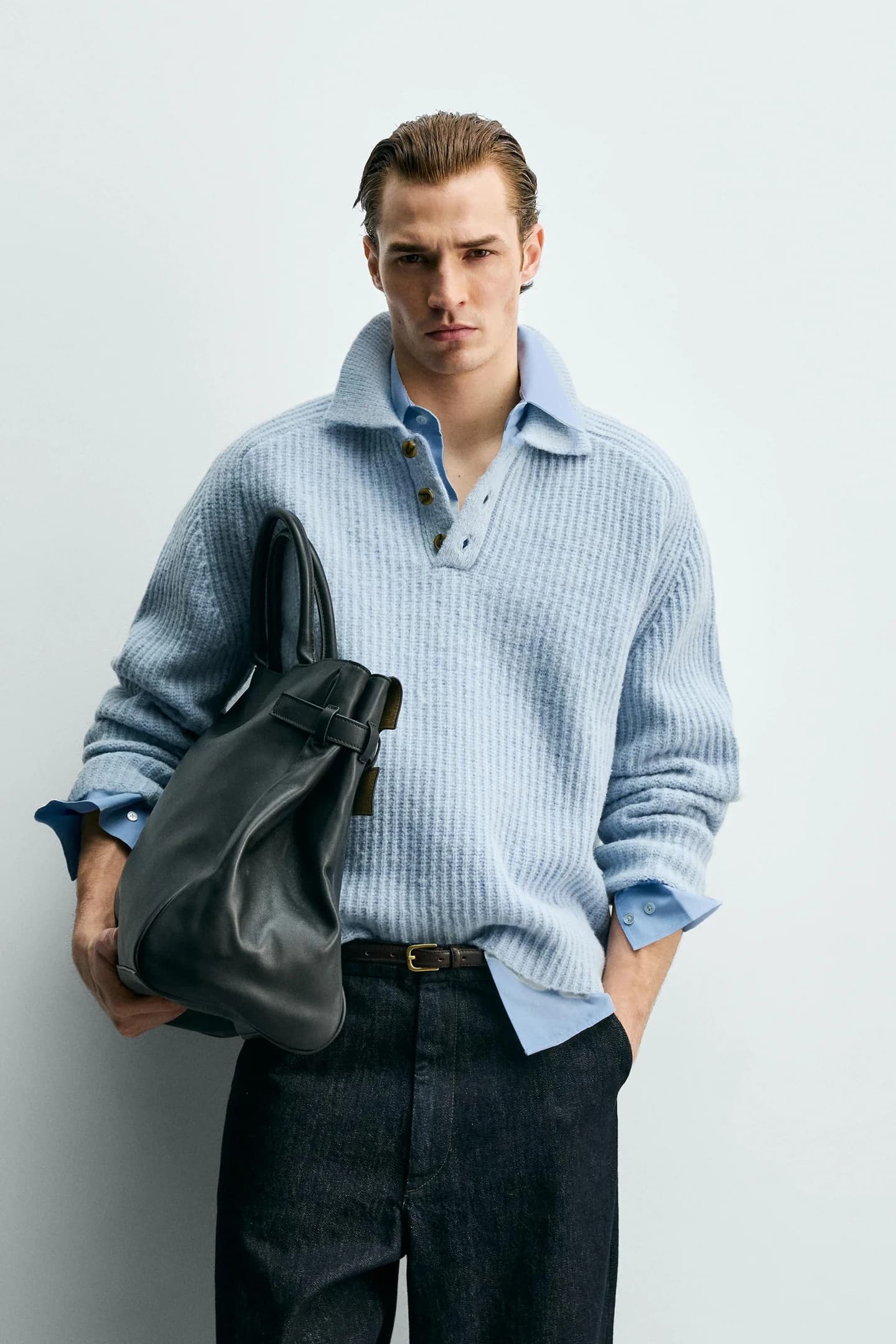 ТРИКОТАЖНАЯ ФУТБОЛКА ПОЛО ИЗ ПОЛУШЕРСТИ