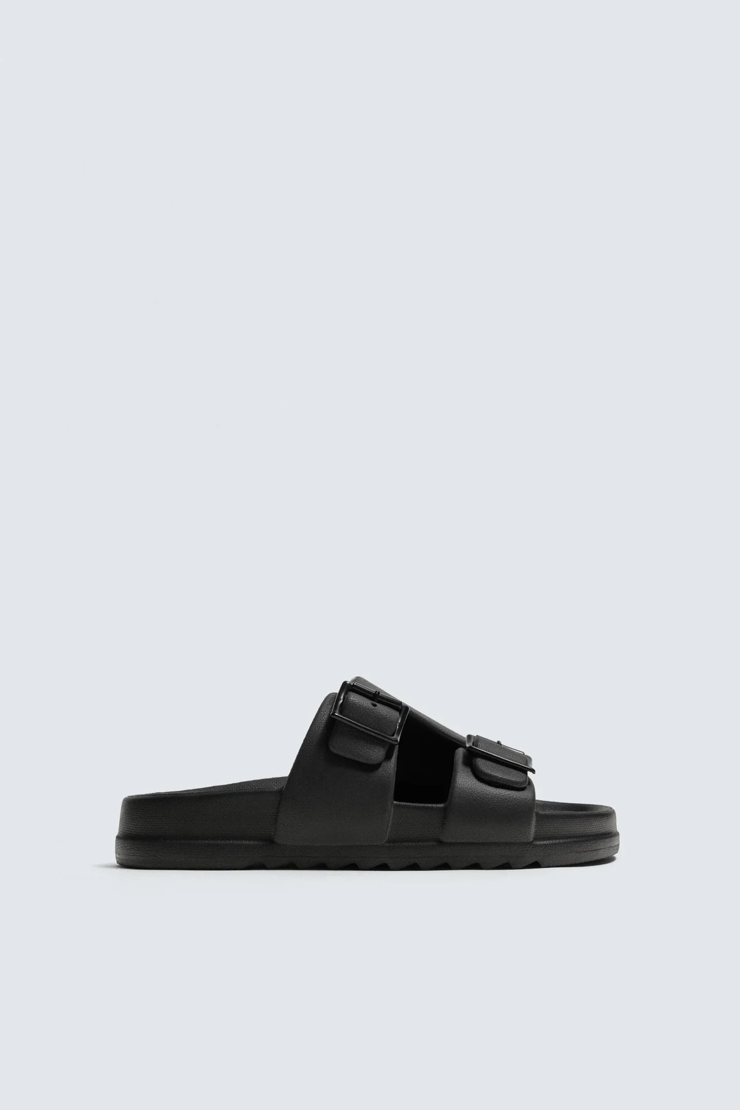 САНДАЛИИ С ДВОЙНЫМ РЕМЕШКОМ И РЕЗИНОВОЙ ОТДЕЛКОЙ