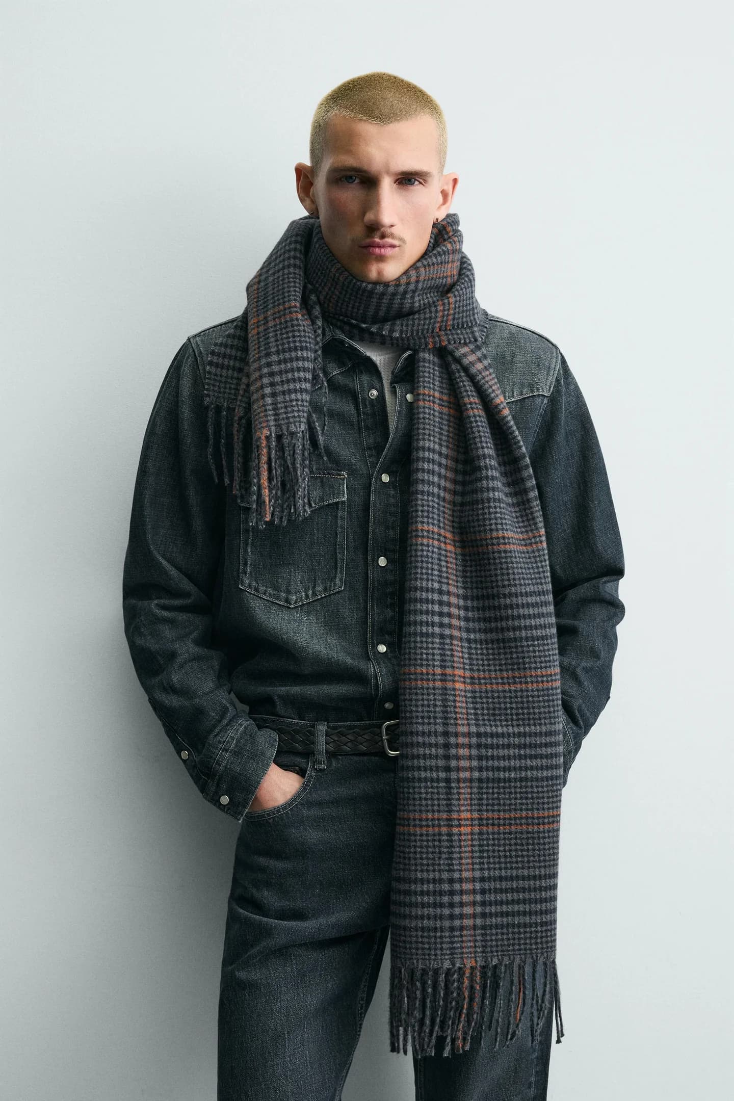 ШАРФ В КЛЕТКУ С БАЛЯРКОЙ - фото 2