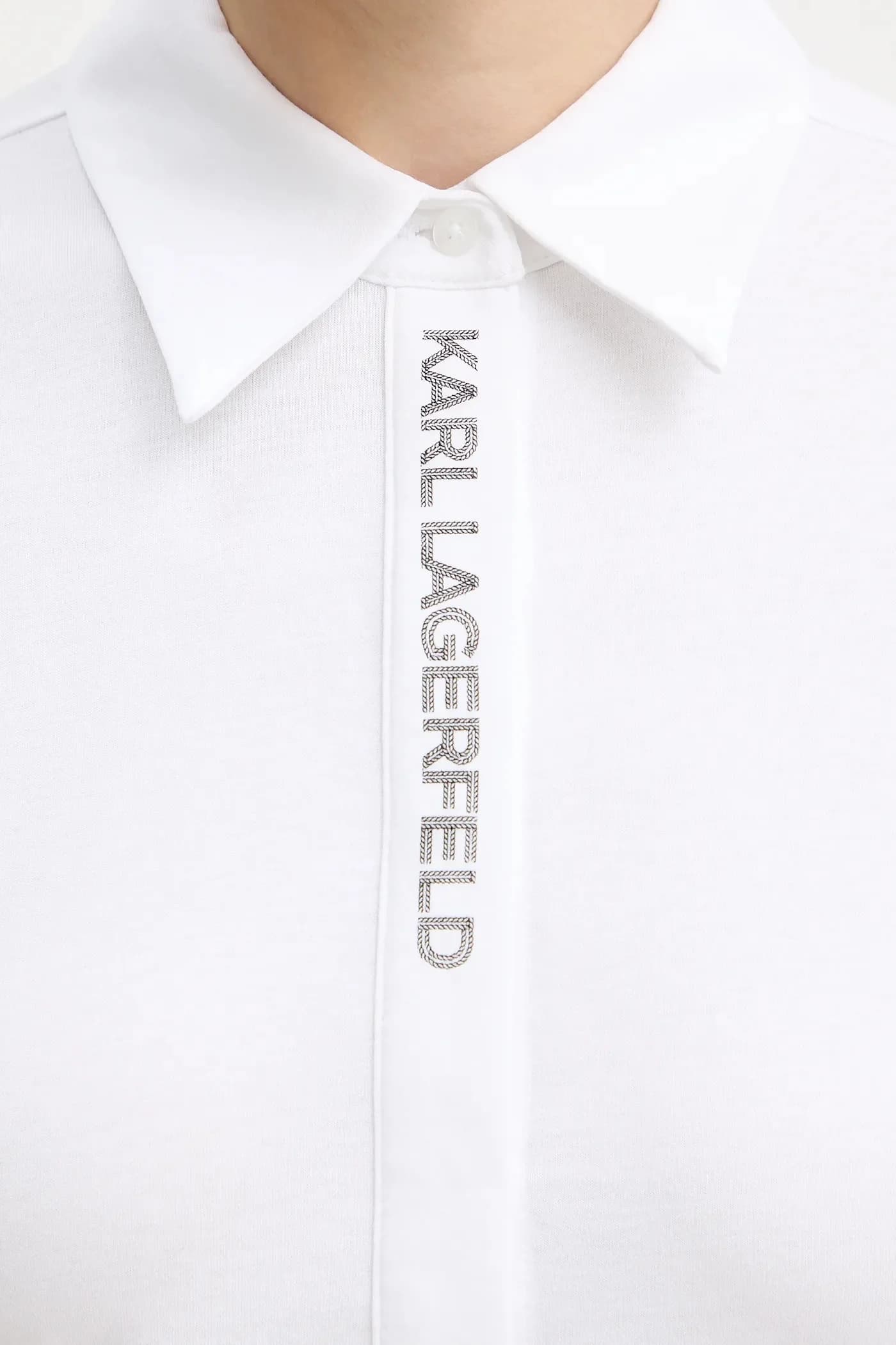 рубашка из хлопка с удлиненным логотипом - фото 5