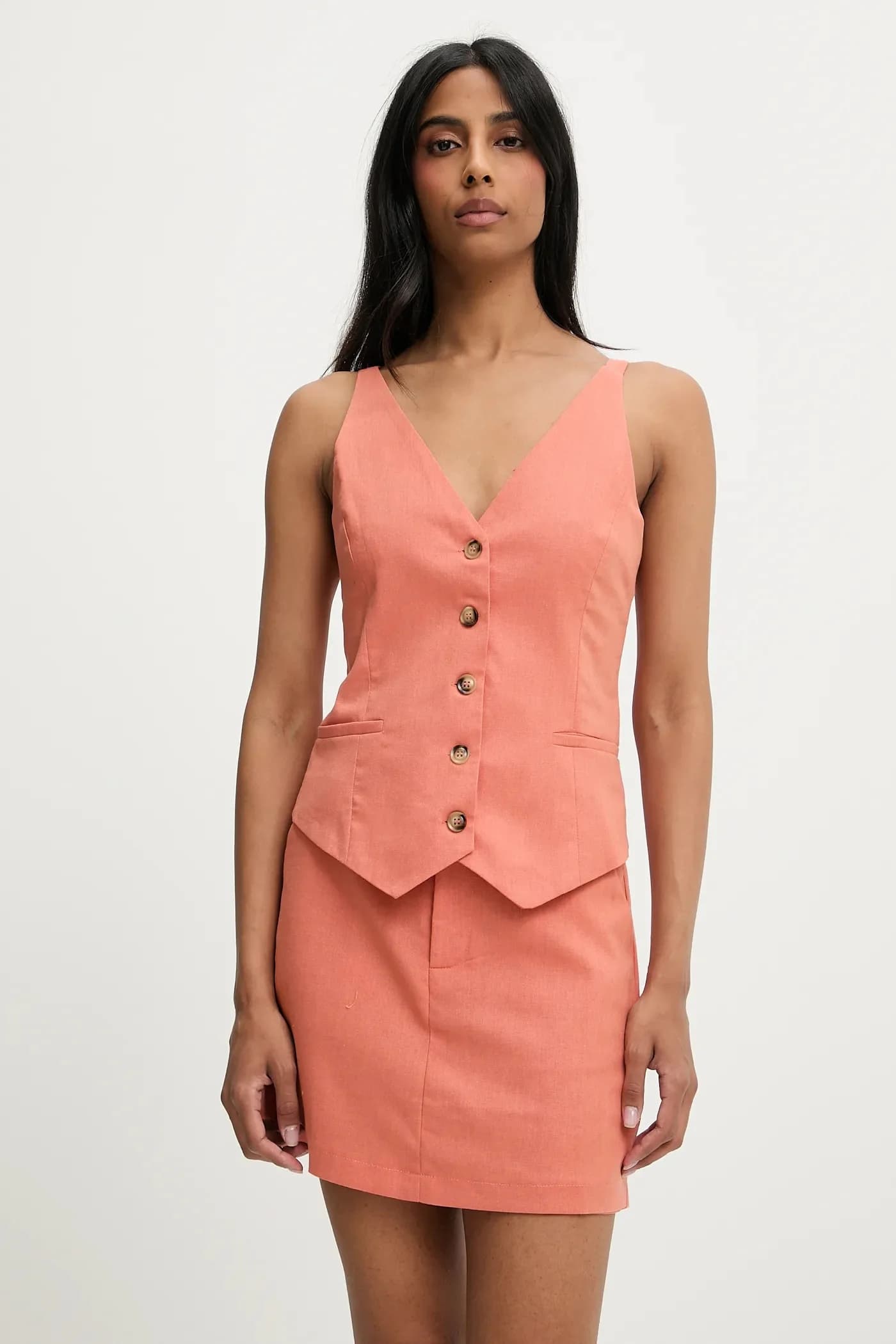 Жилет и юбка из льна - фото 2