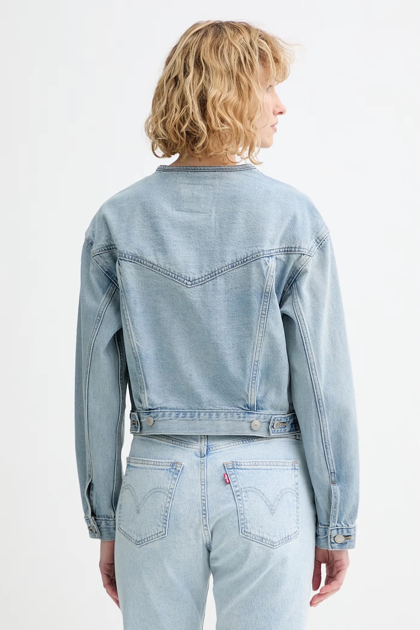 Джинсовая куртка БЕЗ ВОРОТНИКА SHRUNKEN 90-х годов - фото 3