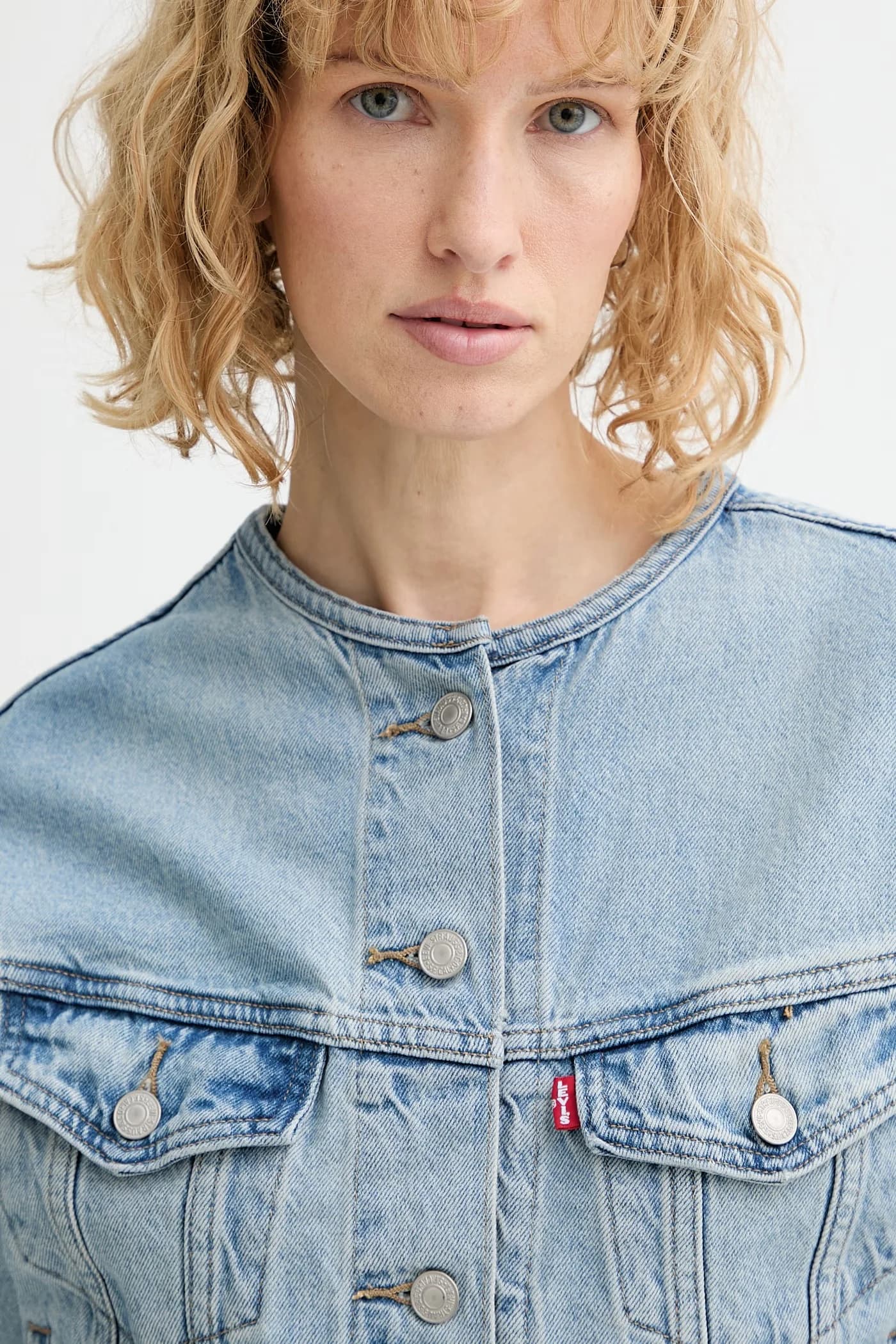 Джинсовая куртка БЕЗ ВОРОТНИКА SHRUNKEN 90-х годов - фото 4