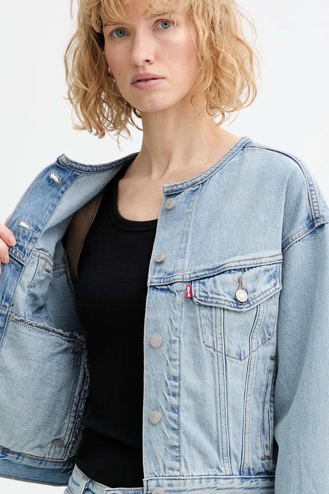 Джинсовая куртка БЕЗ ВОРОТНИКА SHRUNKEN 90-х годов - фото 6