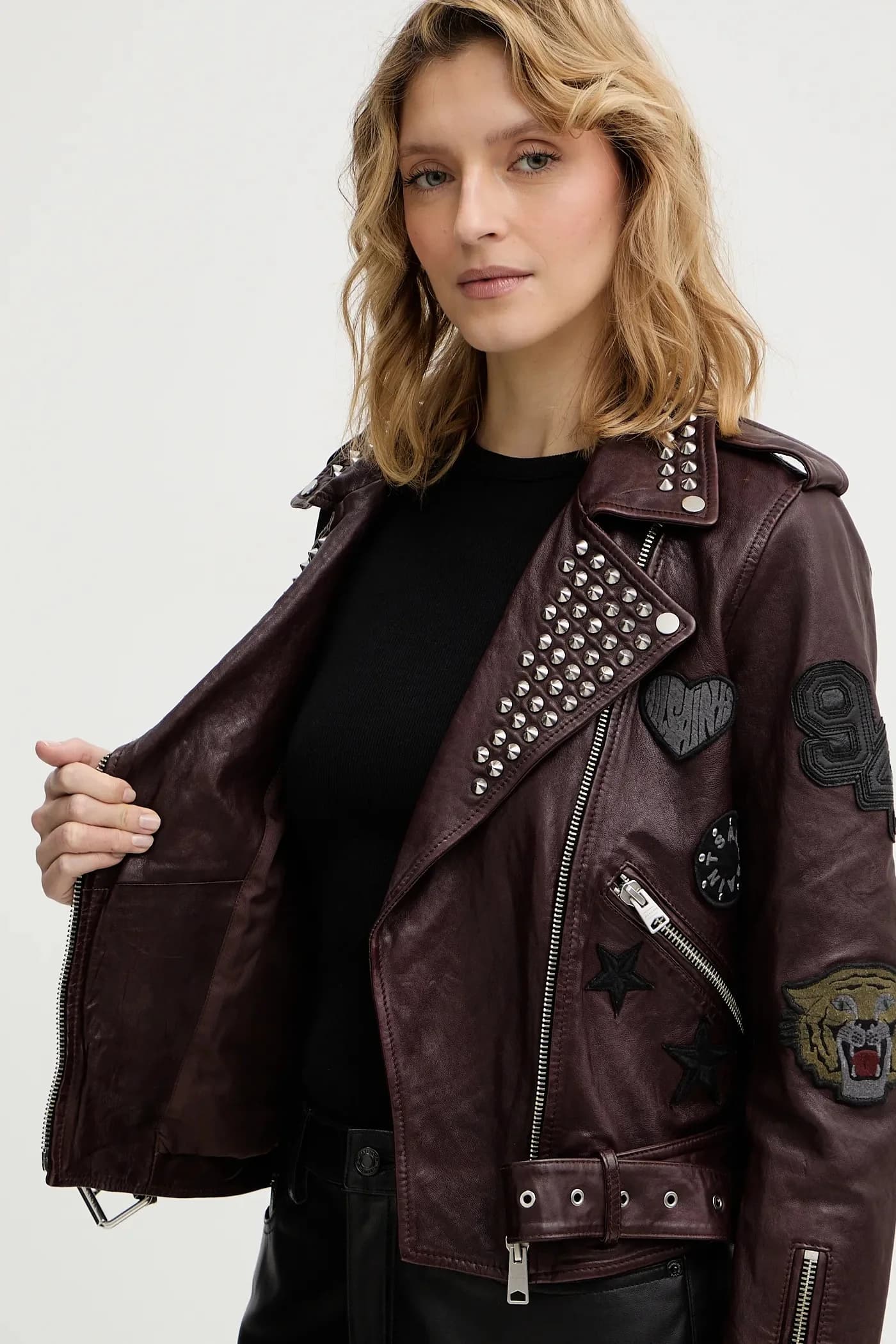 Кожаная косуха COLLEGE - фото 8