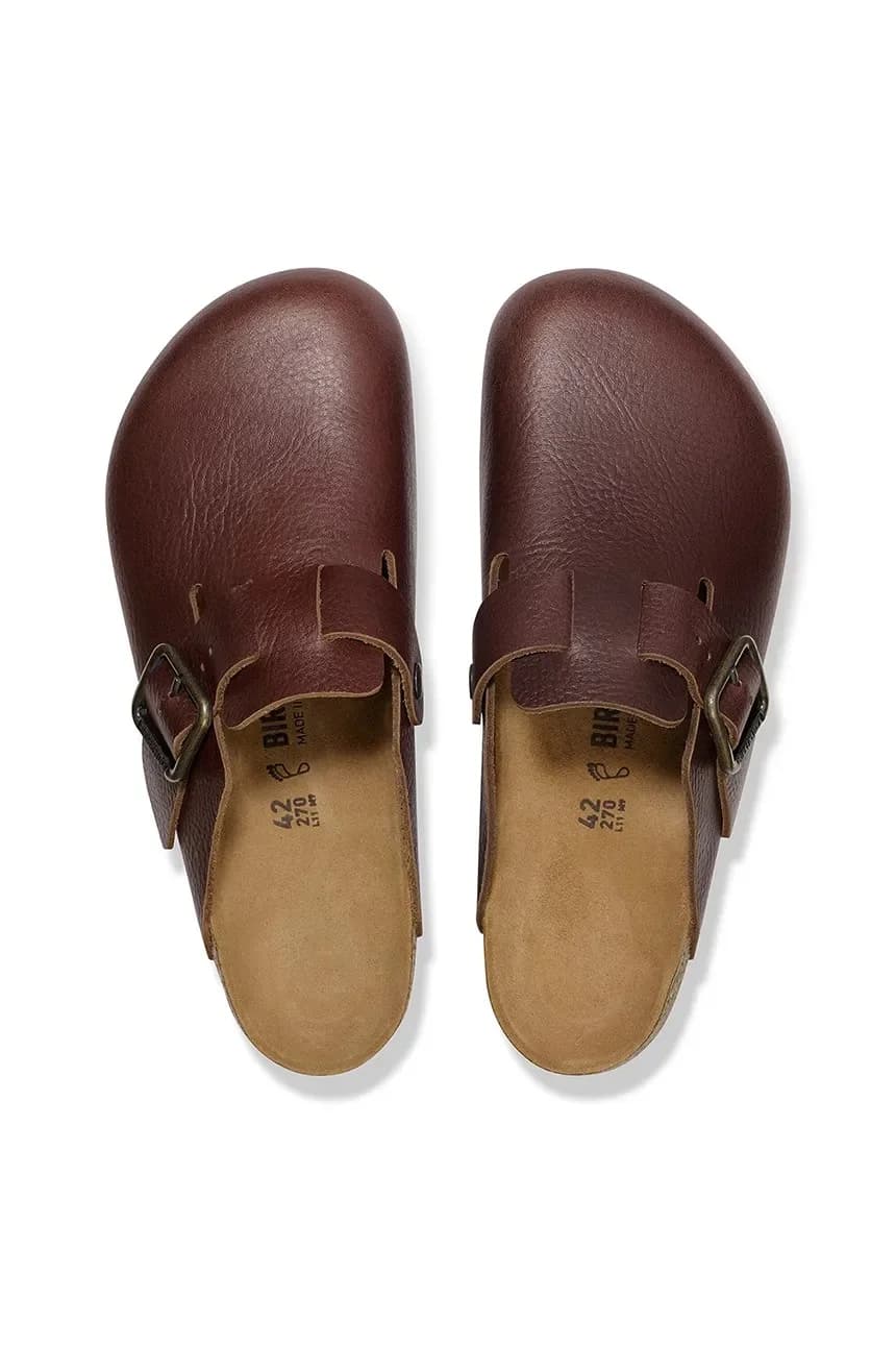 Кожаные шлепанцы Boston Vintage с деревянной проволочной пряжкой - фото 4